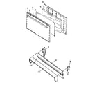 Amana RBK22AA0-P1142943NW oven door and backguard assy diagram