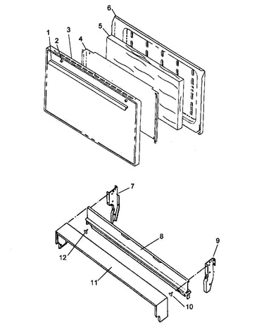 Oven door and backguard assy