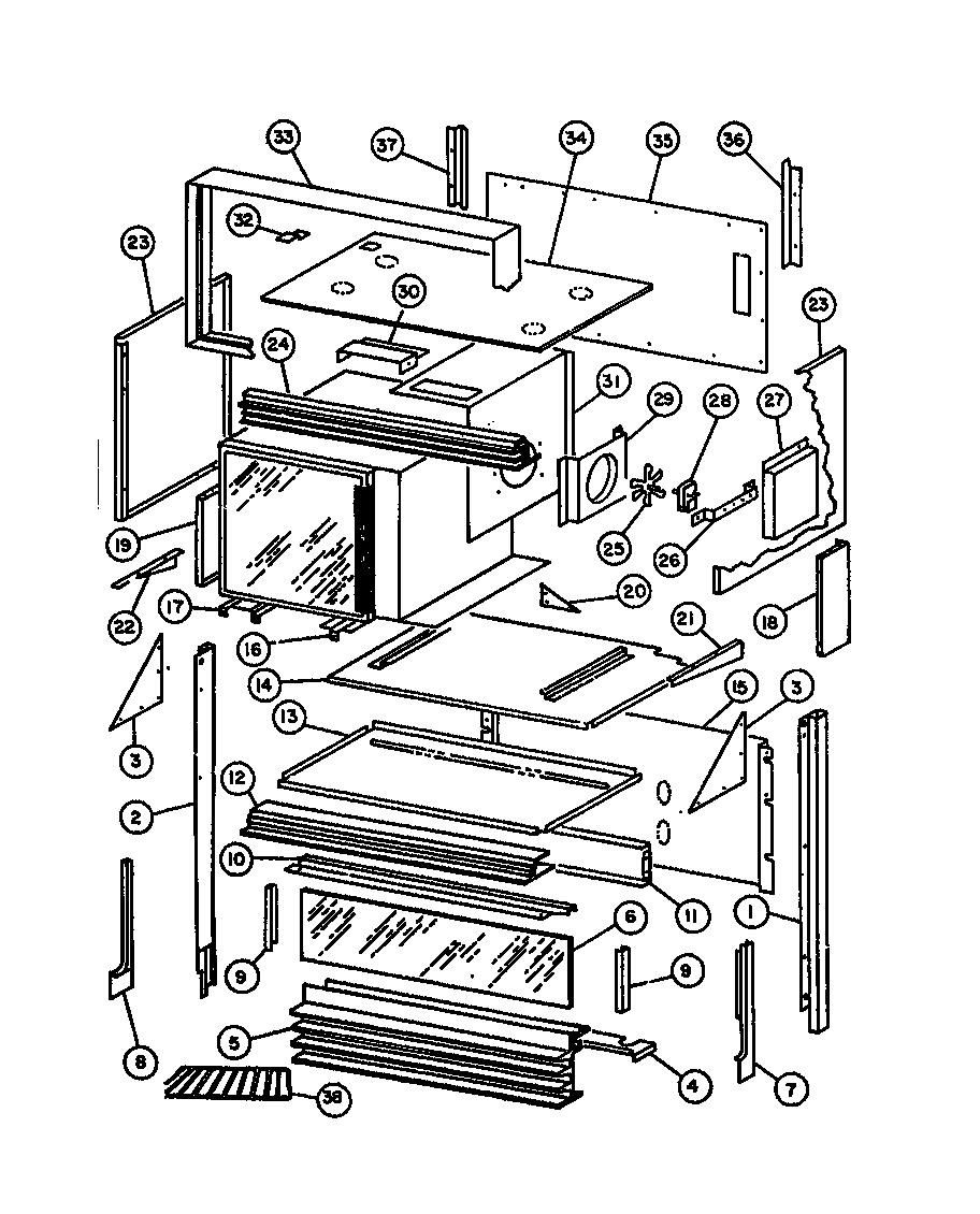 Upper oven parts