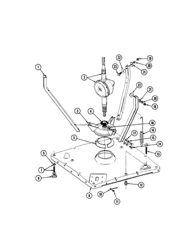 Base, tub braces, damper assy. & trans.