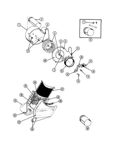 Blower housing/thermostats & lint screen