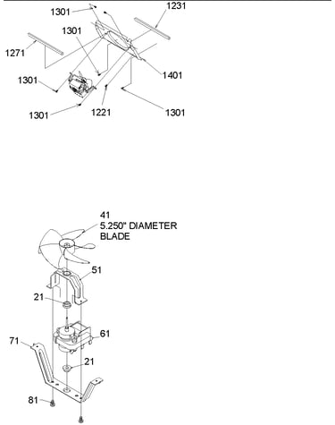 Evaporator fan shroud & motor assy