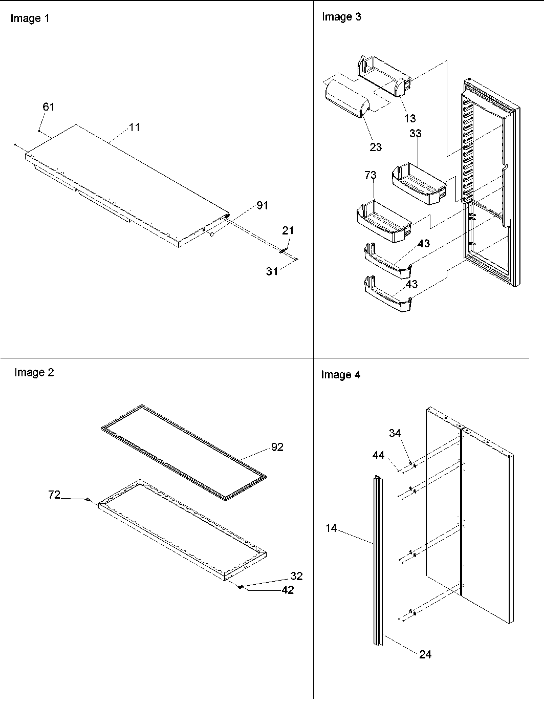 Refrigerator door, trim & handles