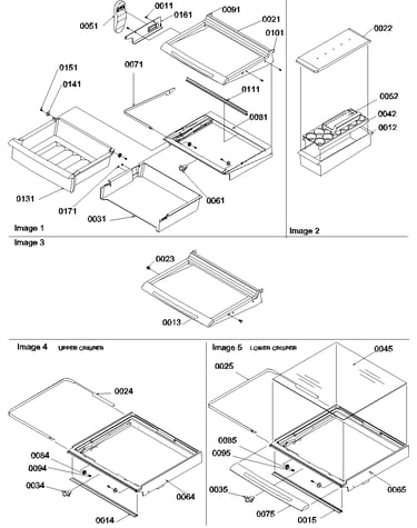 Deli, shelves, crisper assy