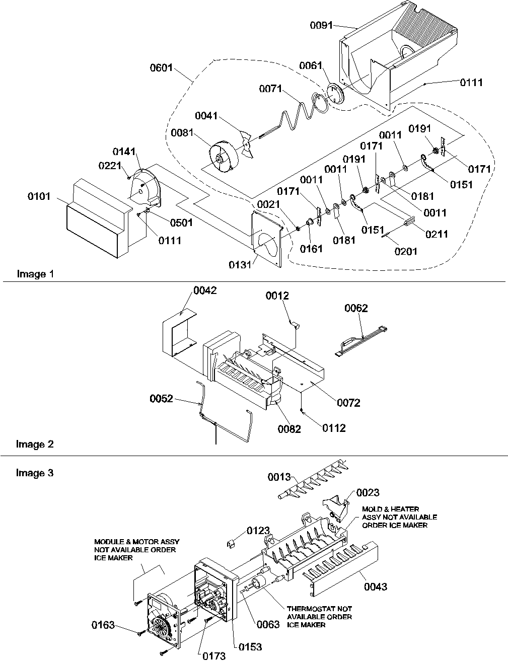 Ice bucket auger and ice maker parts