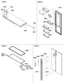 Refrigerator door, trim and handles
