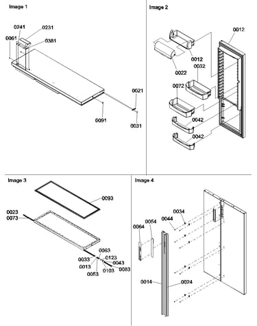 Refrigerator door, trim and handles