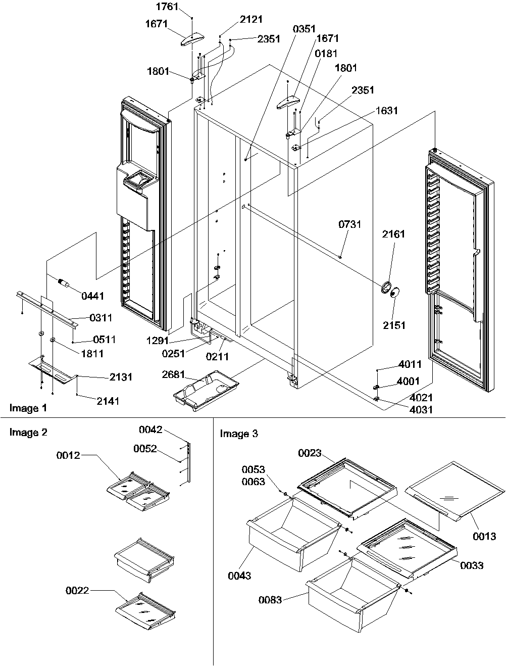Refrigerator/freezer lights and hinges