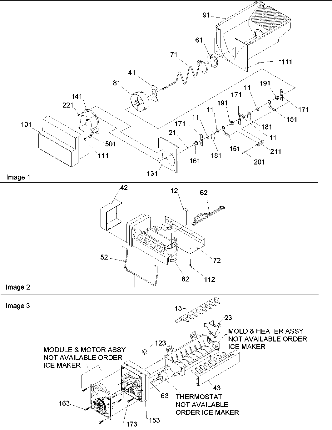 Ice bucket auger & ice maker parts