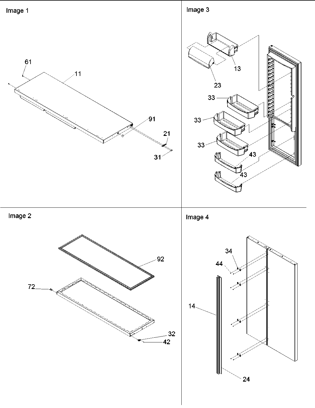 Refrigerator door, trim & handles