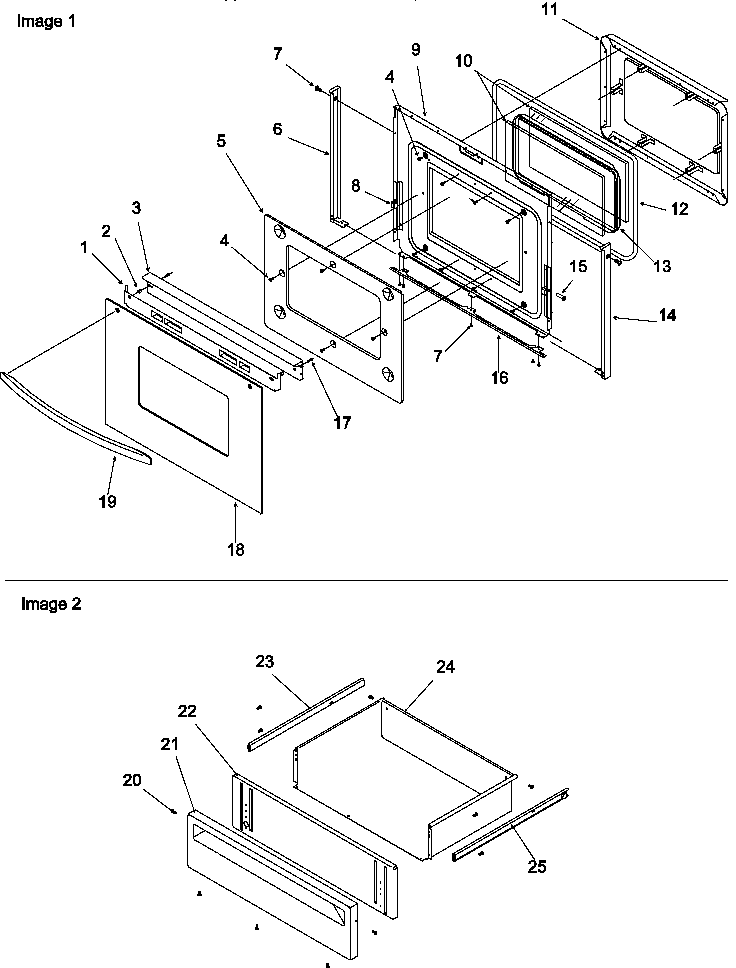 Oven door & storage drawer