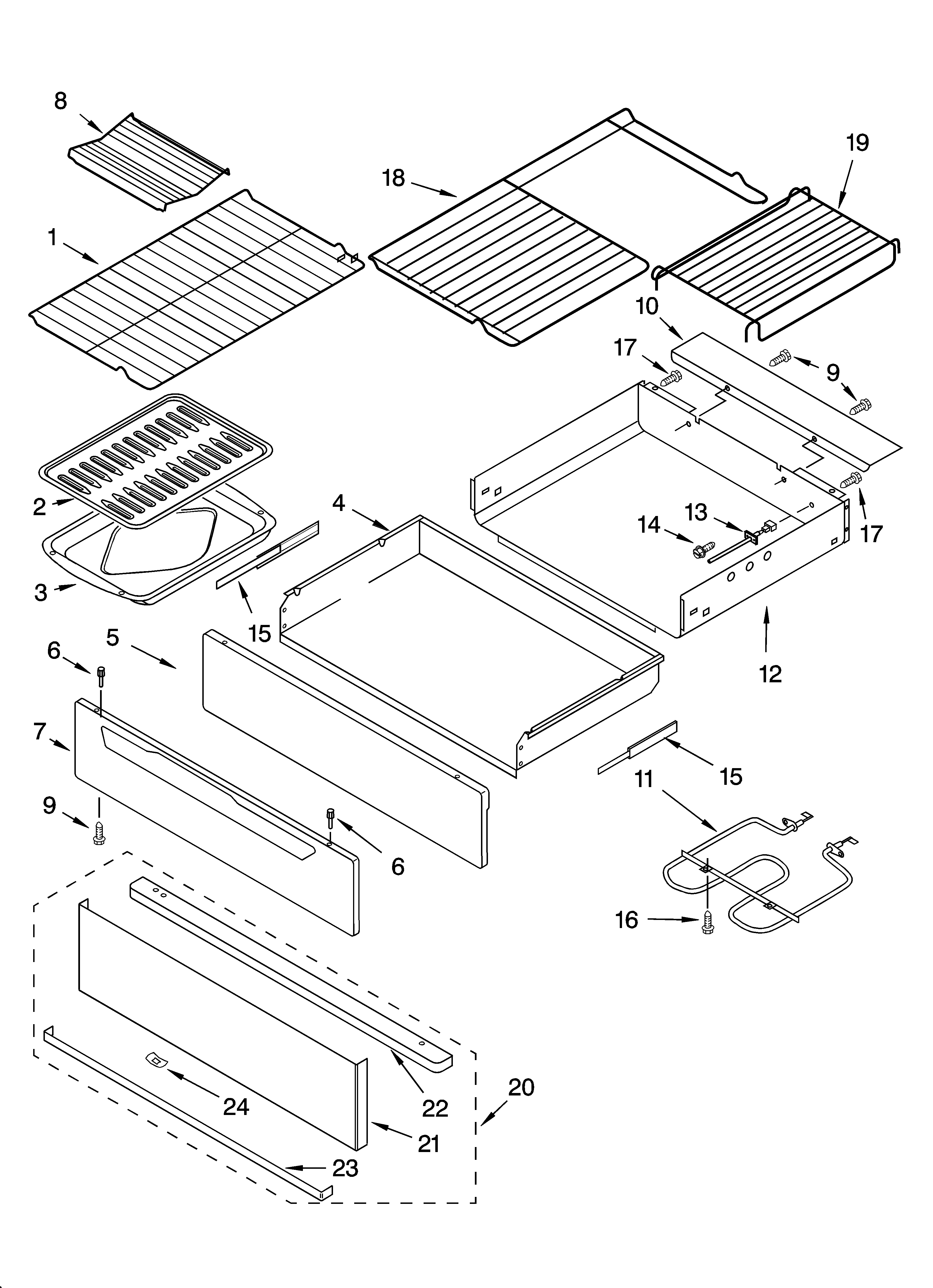 Drawer & broiler parts