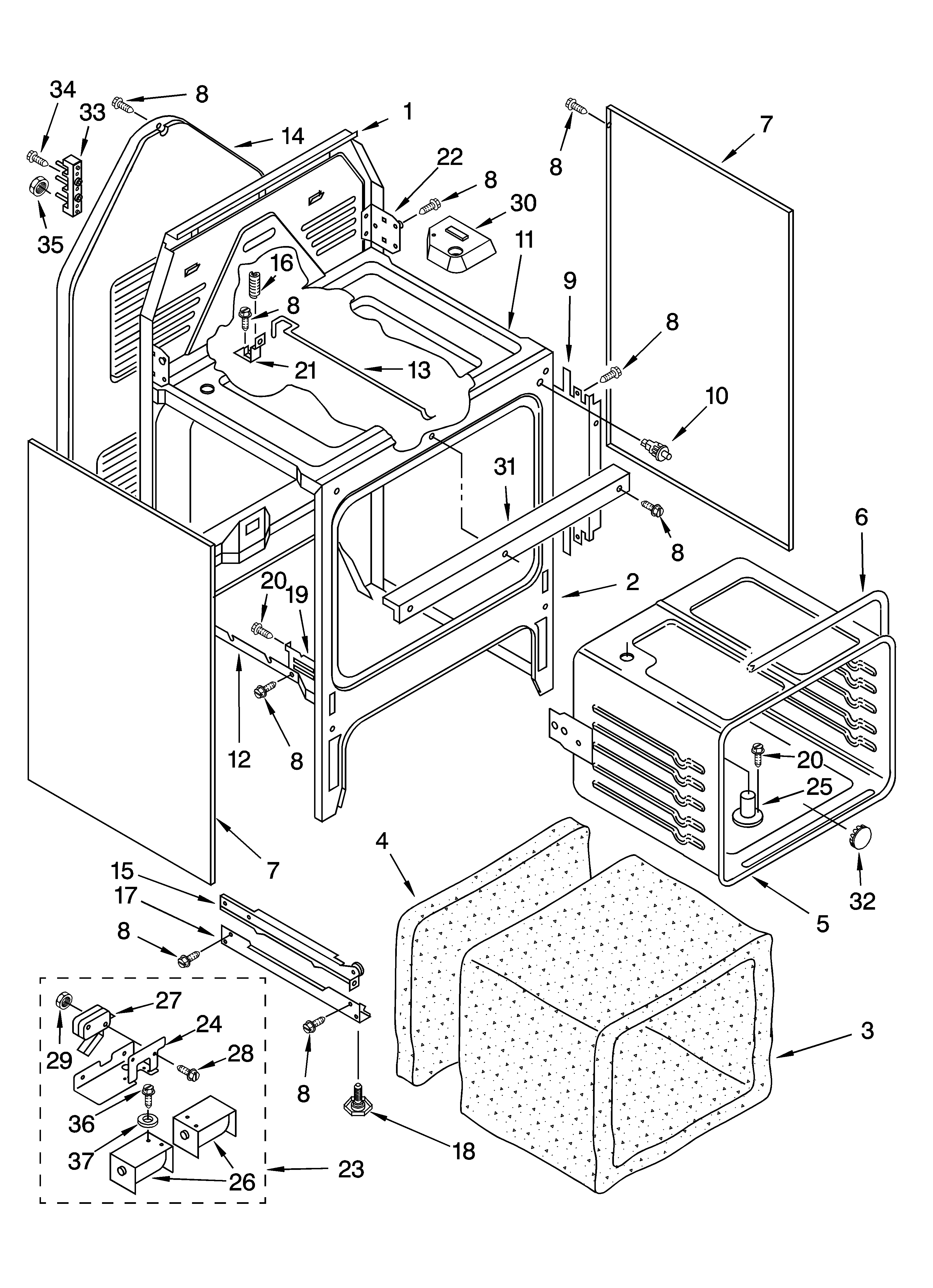 Oven chassis parts