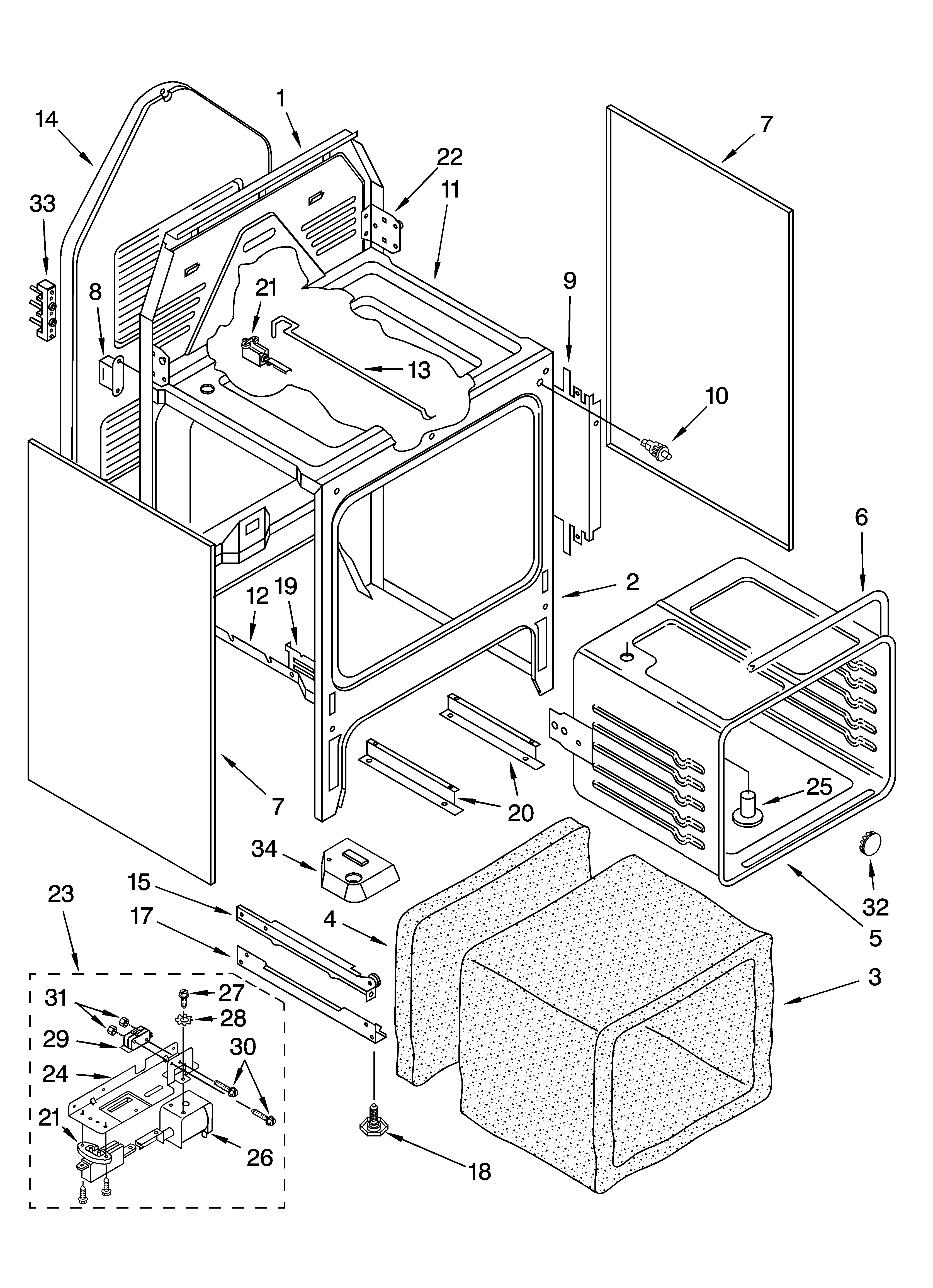 Oven chassis parts