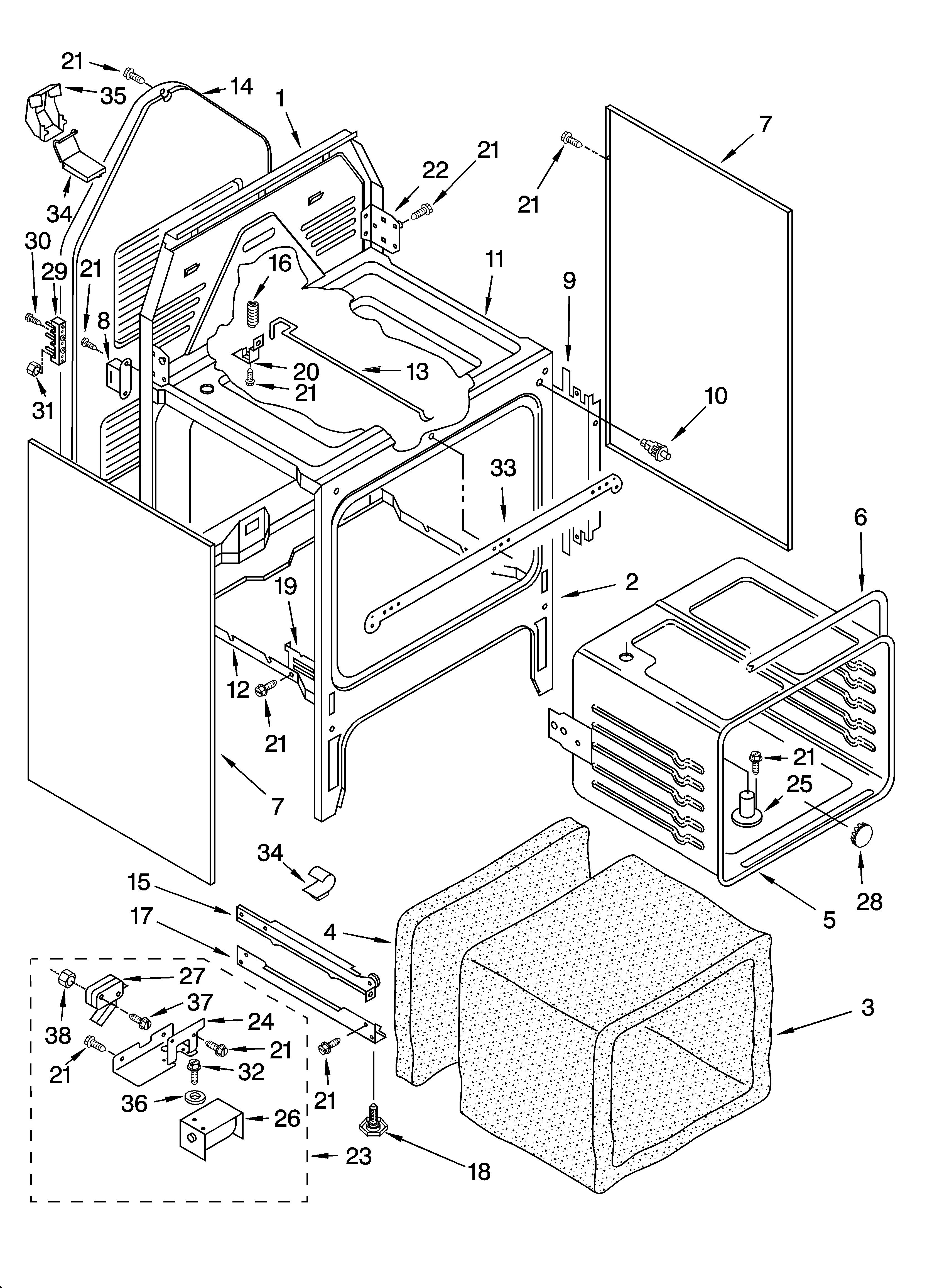 Oven chassis parts