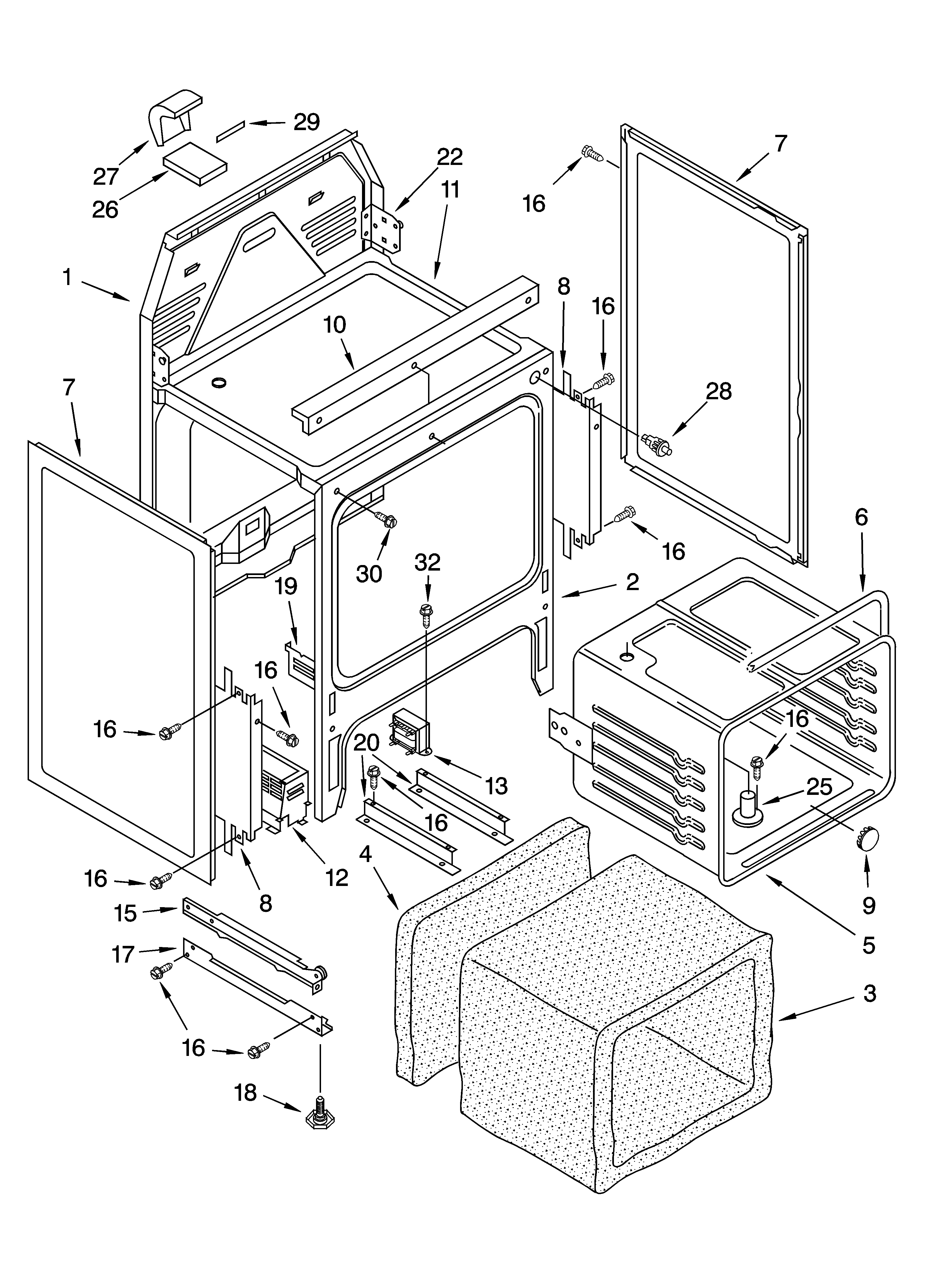 Oven chassis parts
