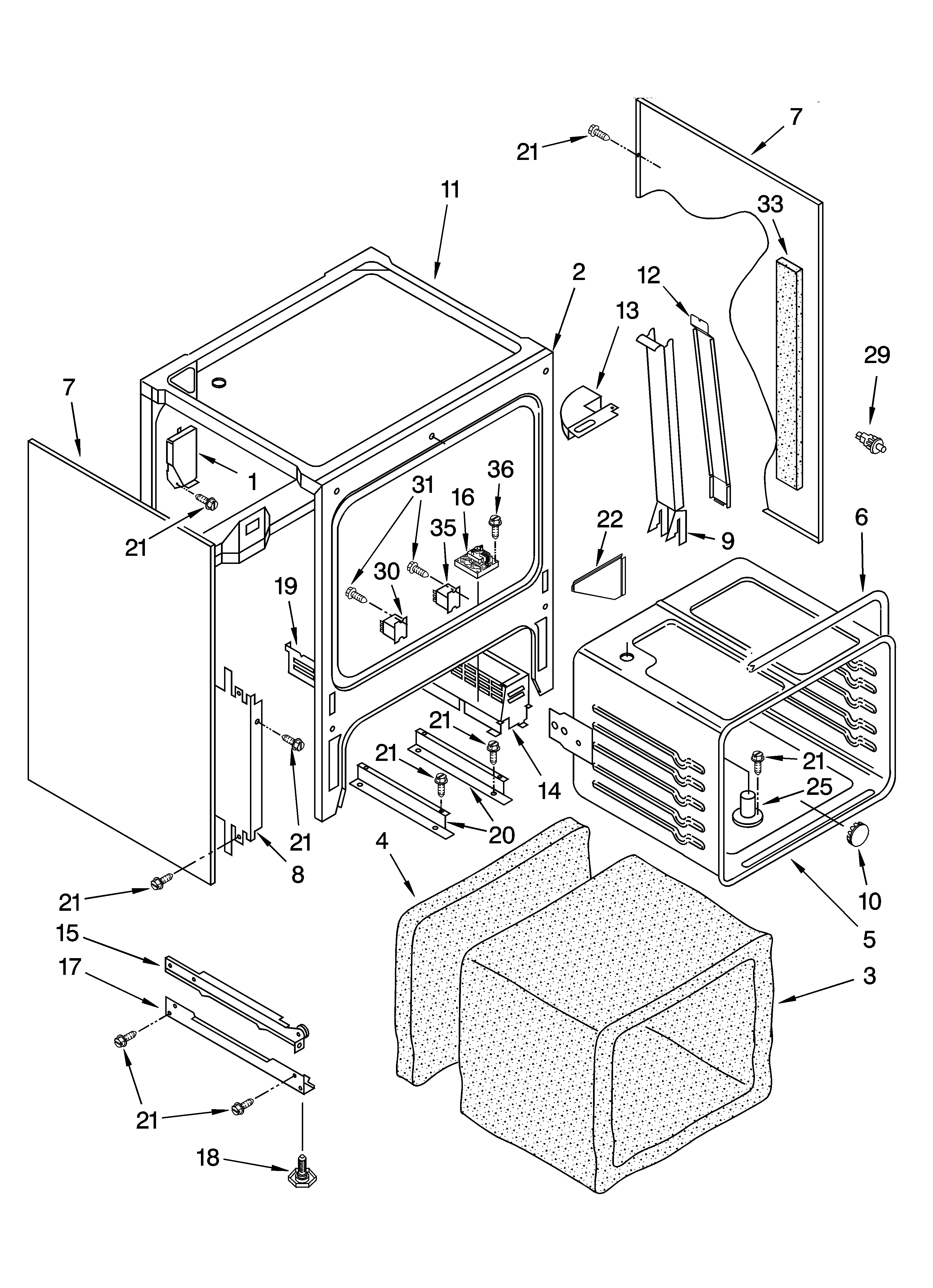 Oven chassis parts