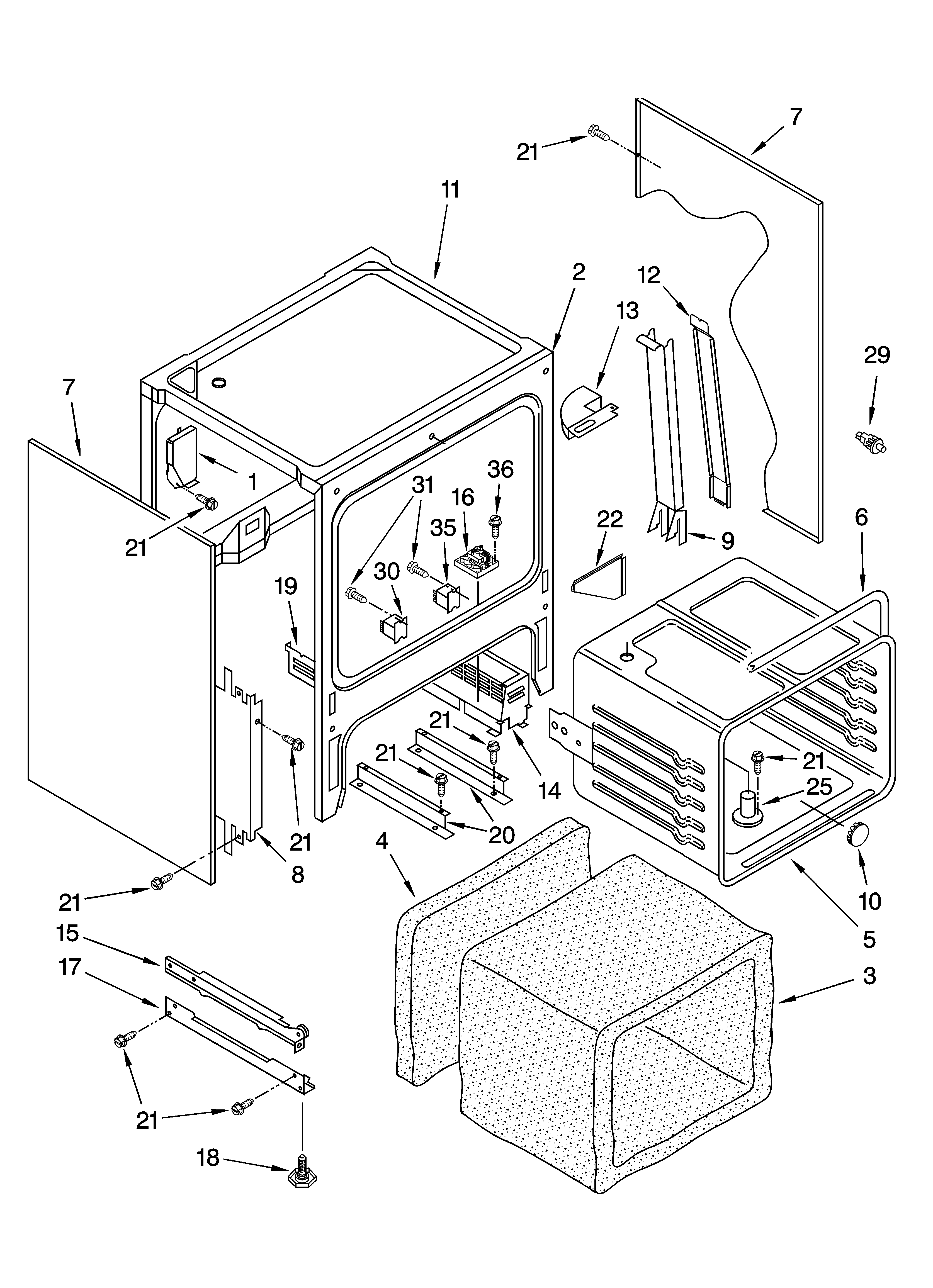 Oven chassis parts