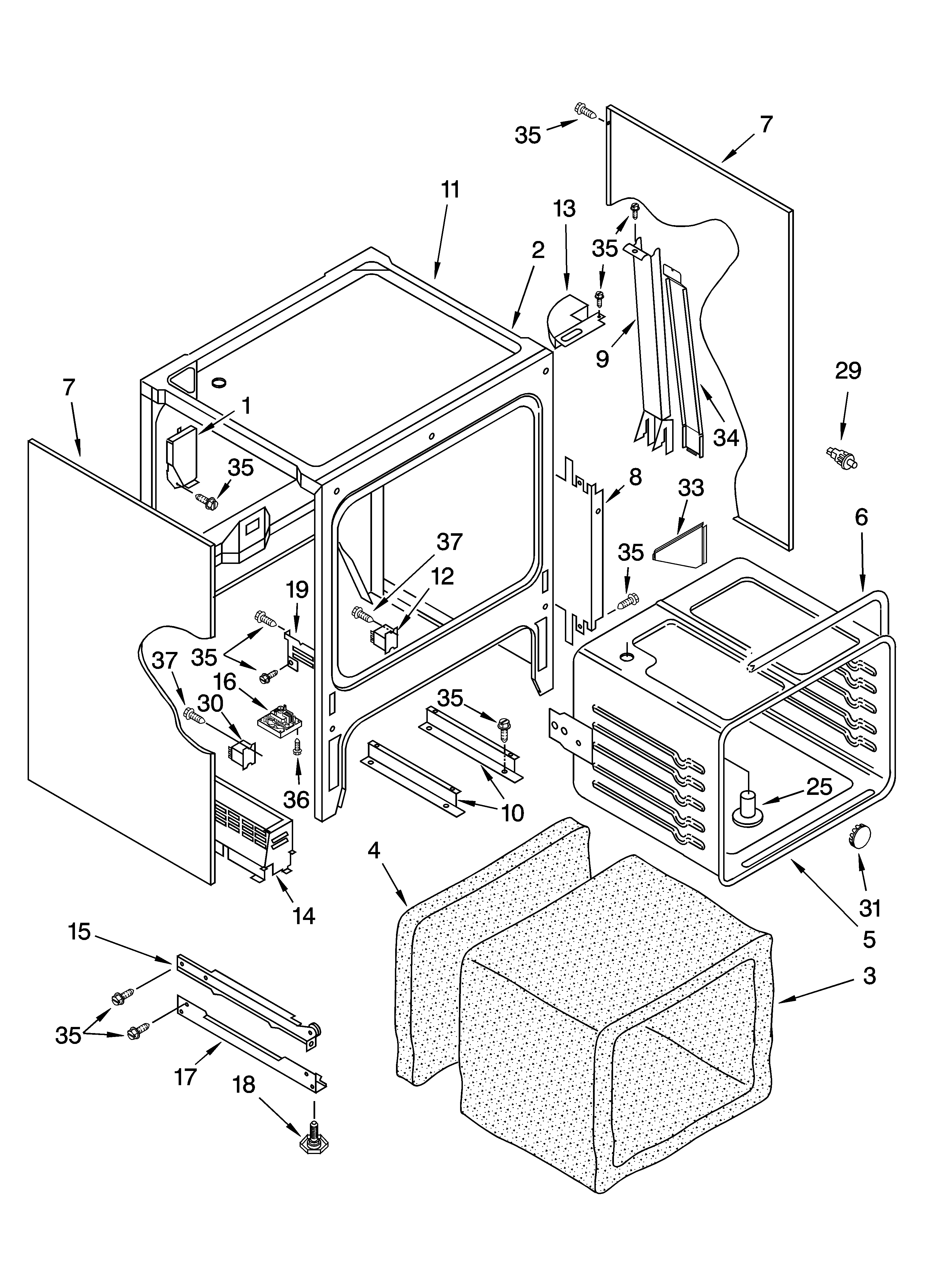 Oven chassis parts