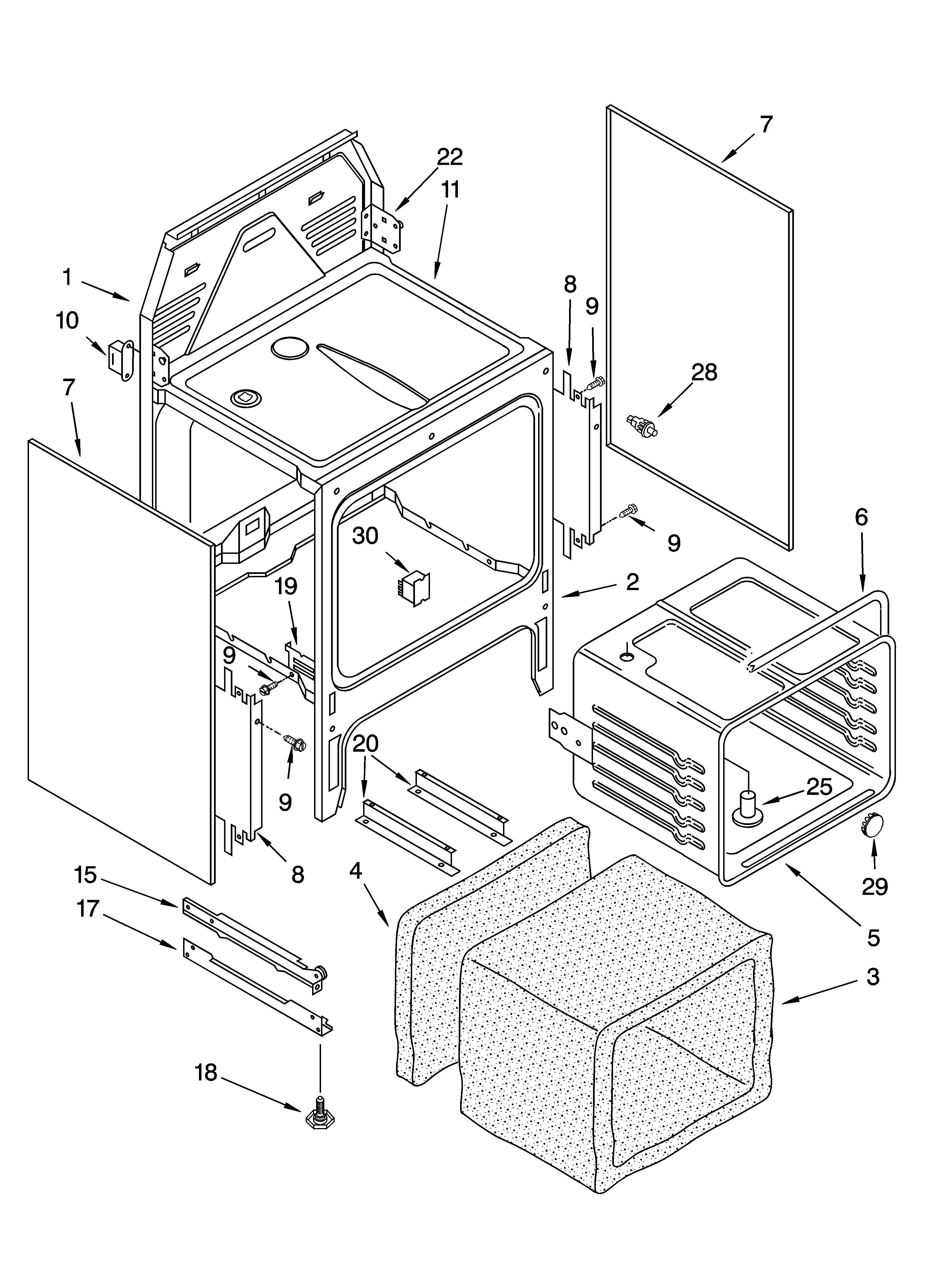 Oven chassis parts