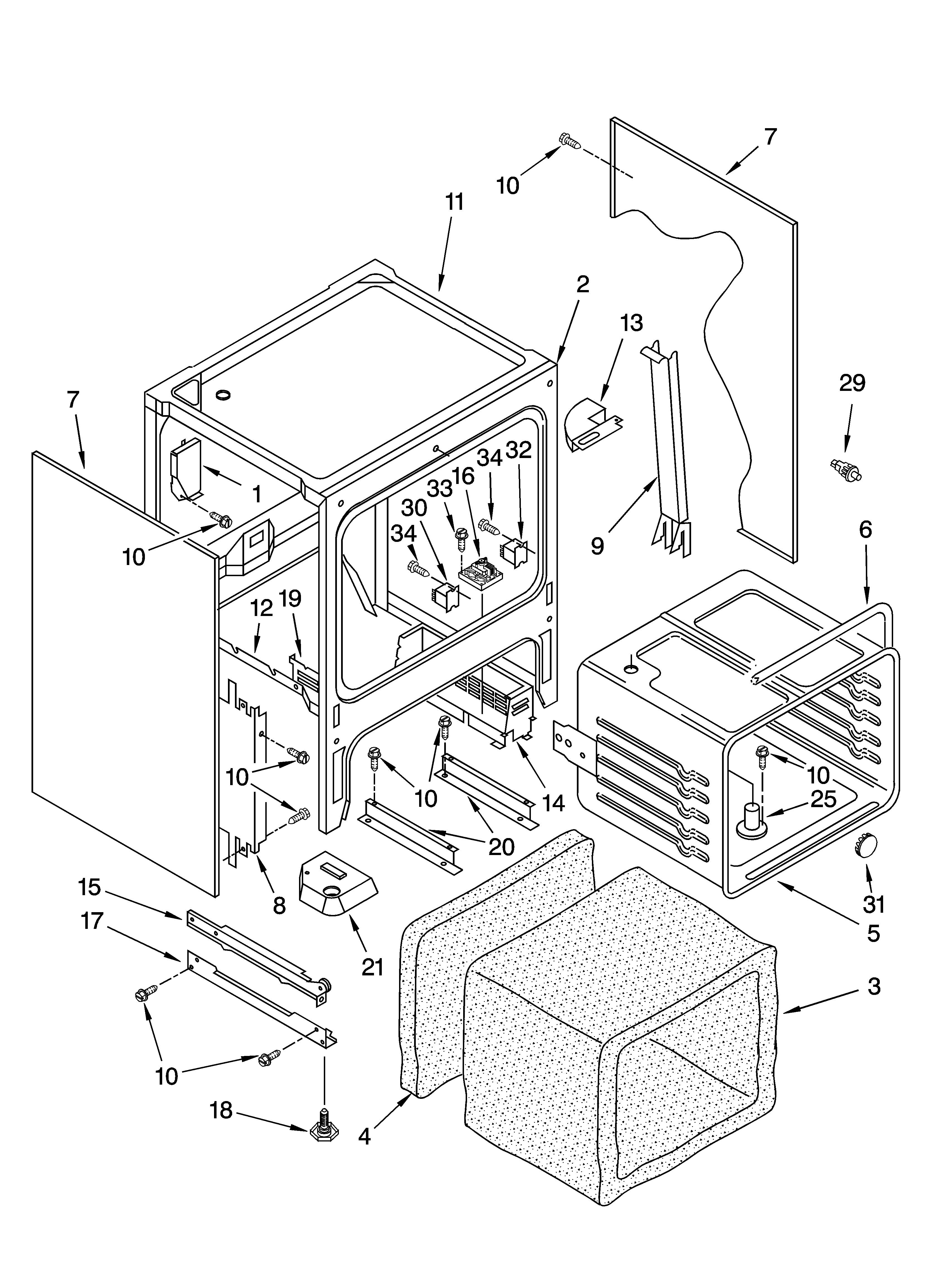 Oven chassis parts