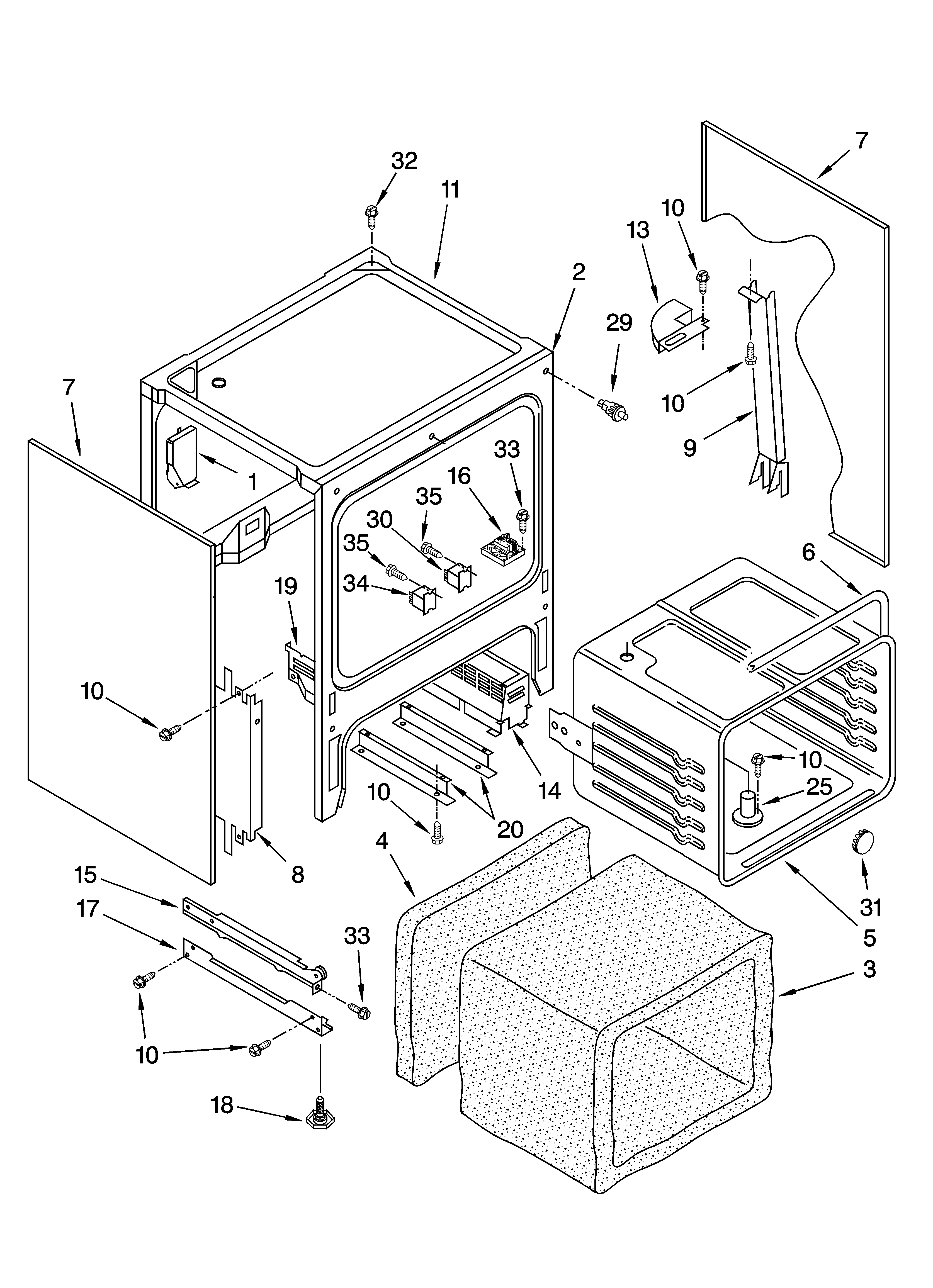 Oven chassis parts