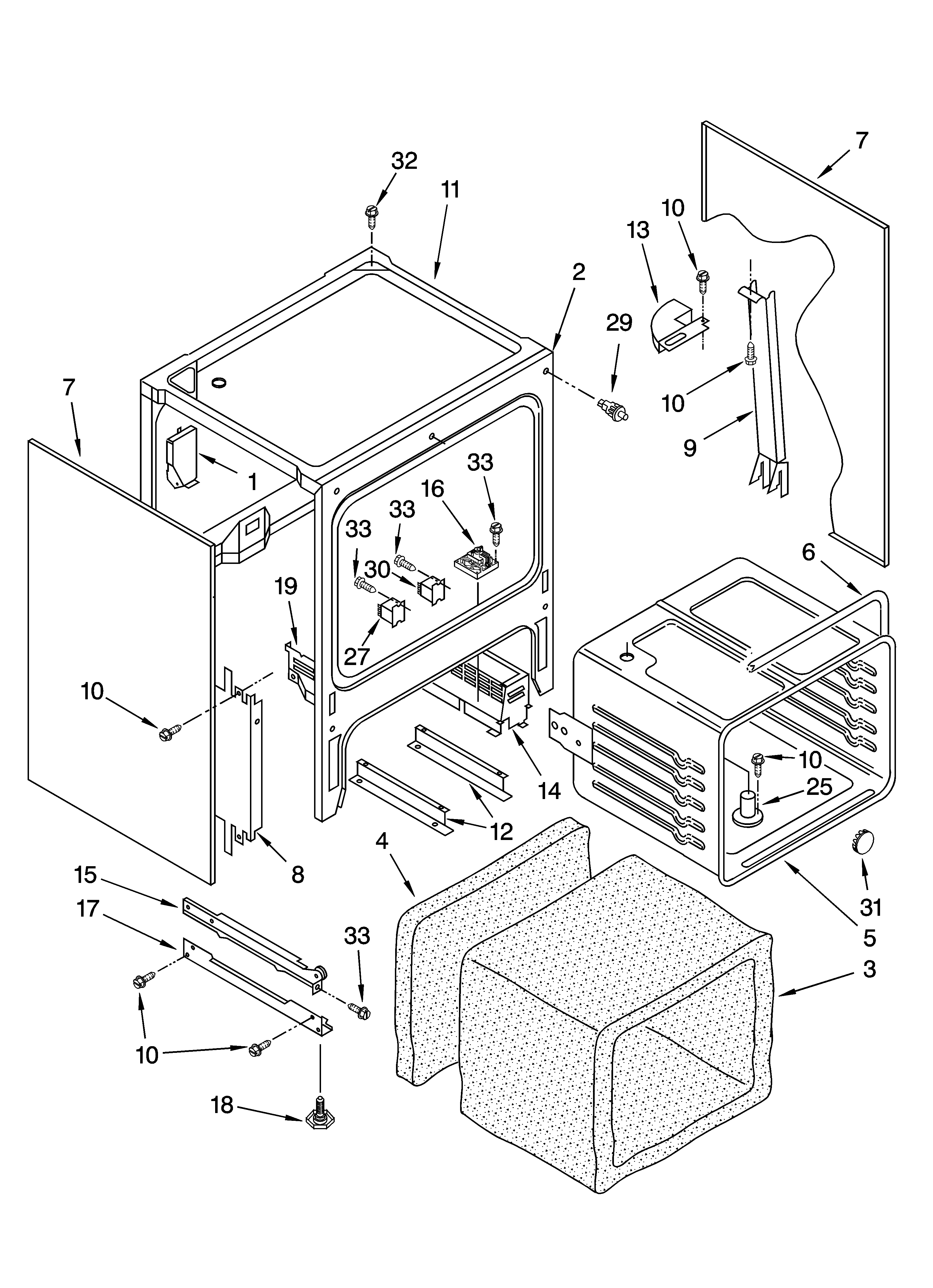 Oven chassis parts
