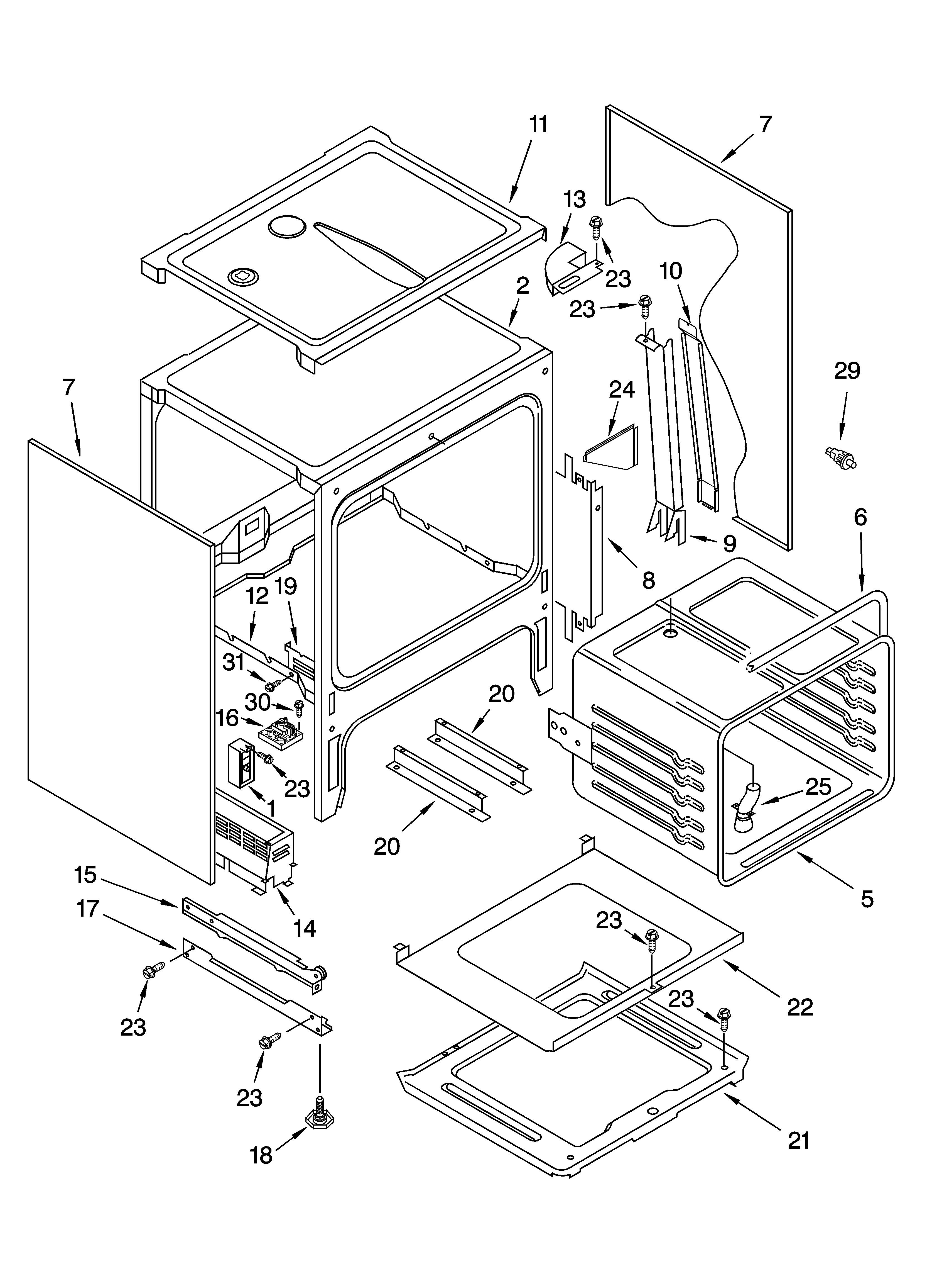 Oven chassis parts