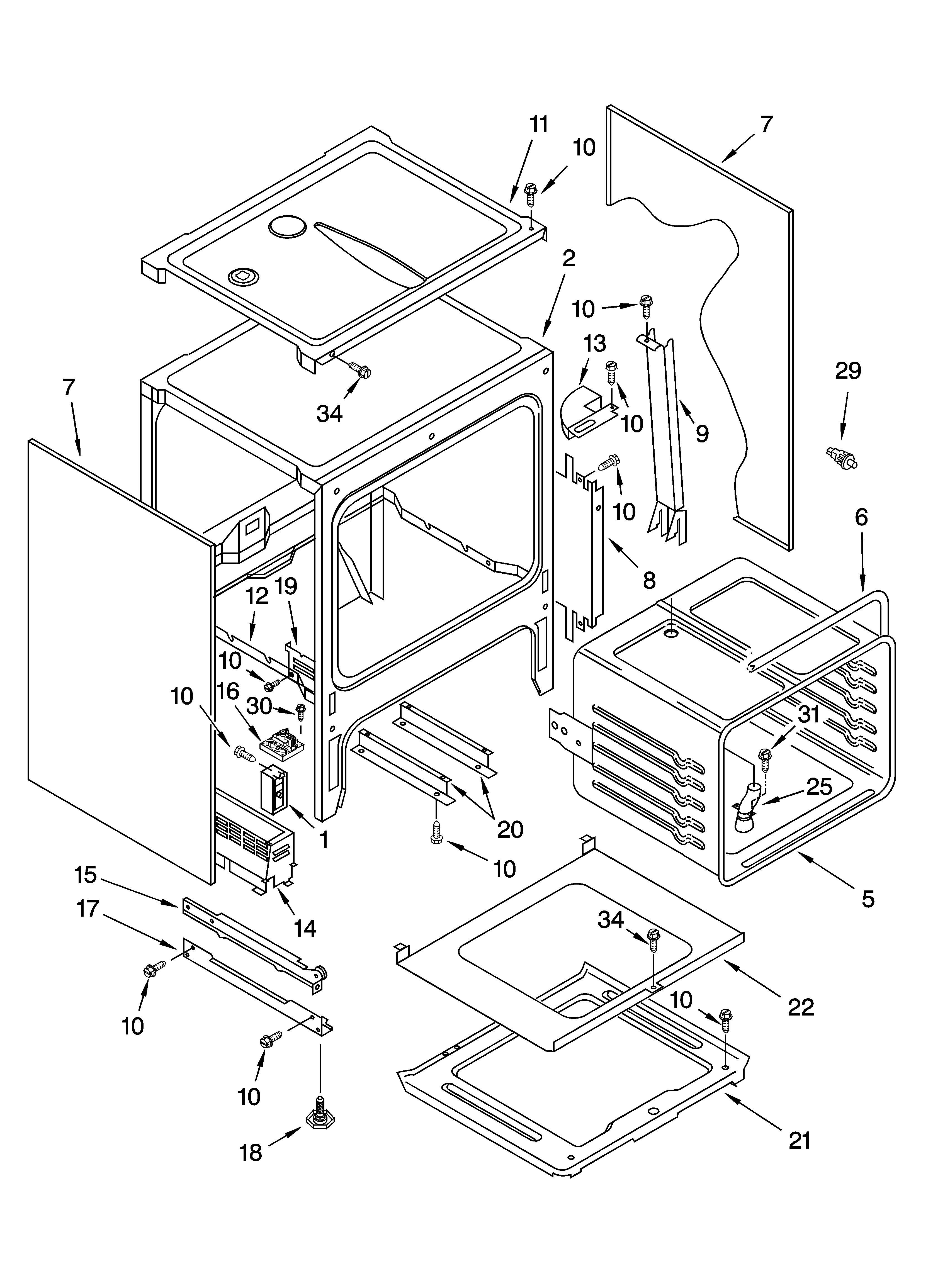 Oven chassis parts
