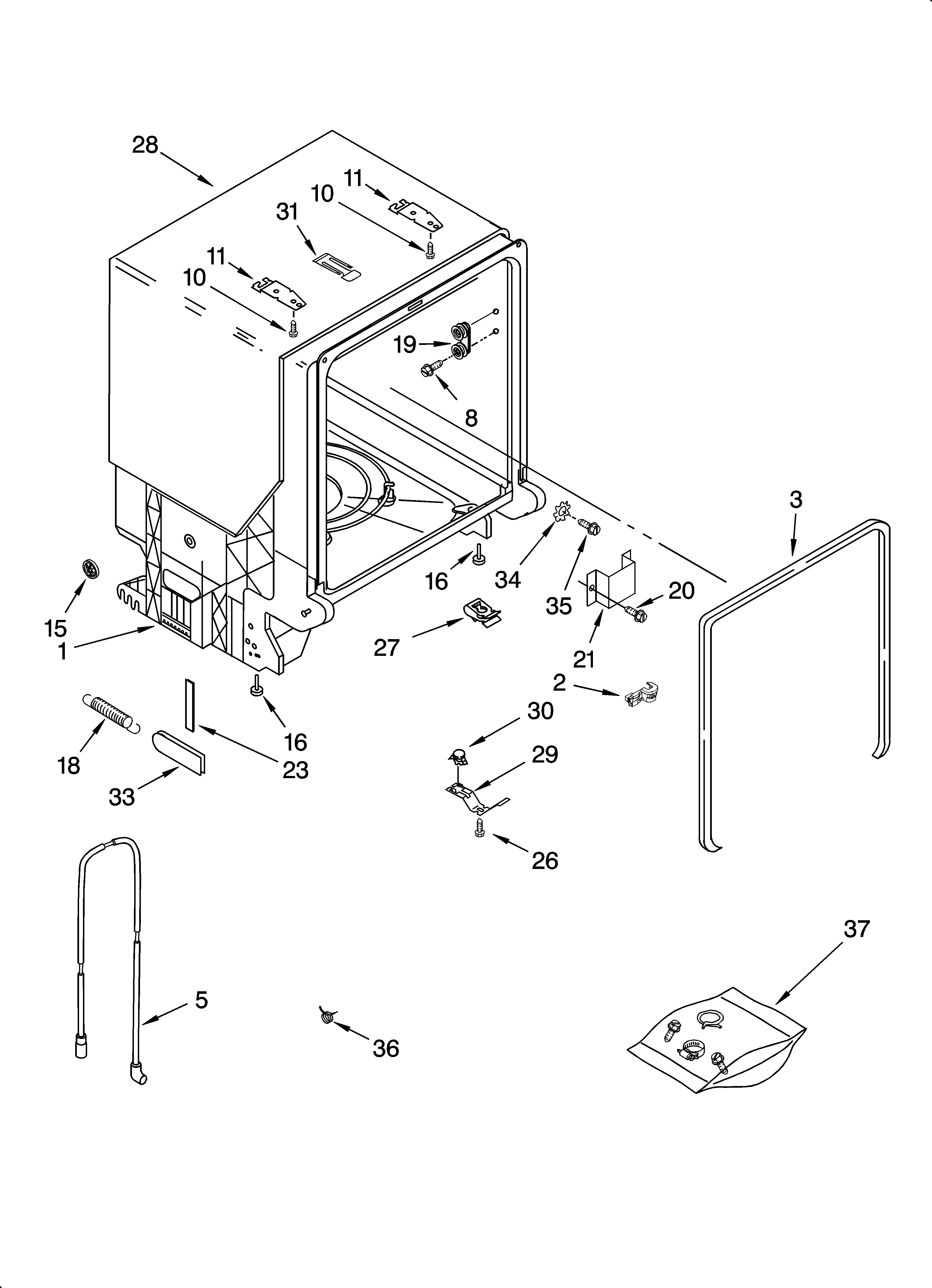 Tub and frame parts