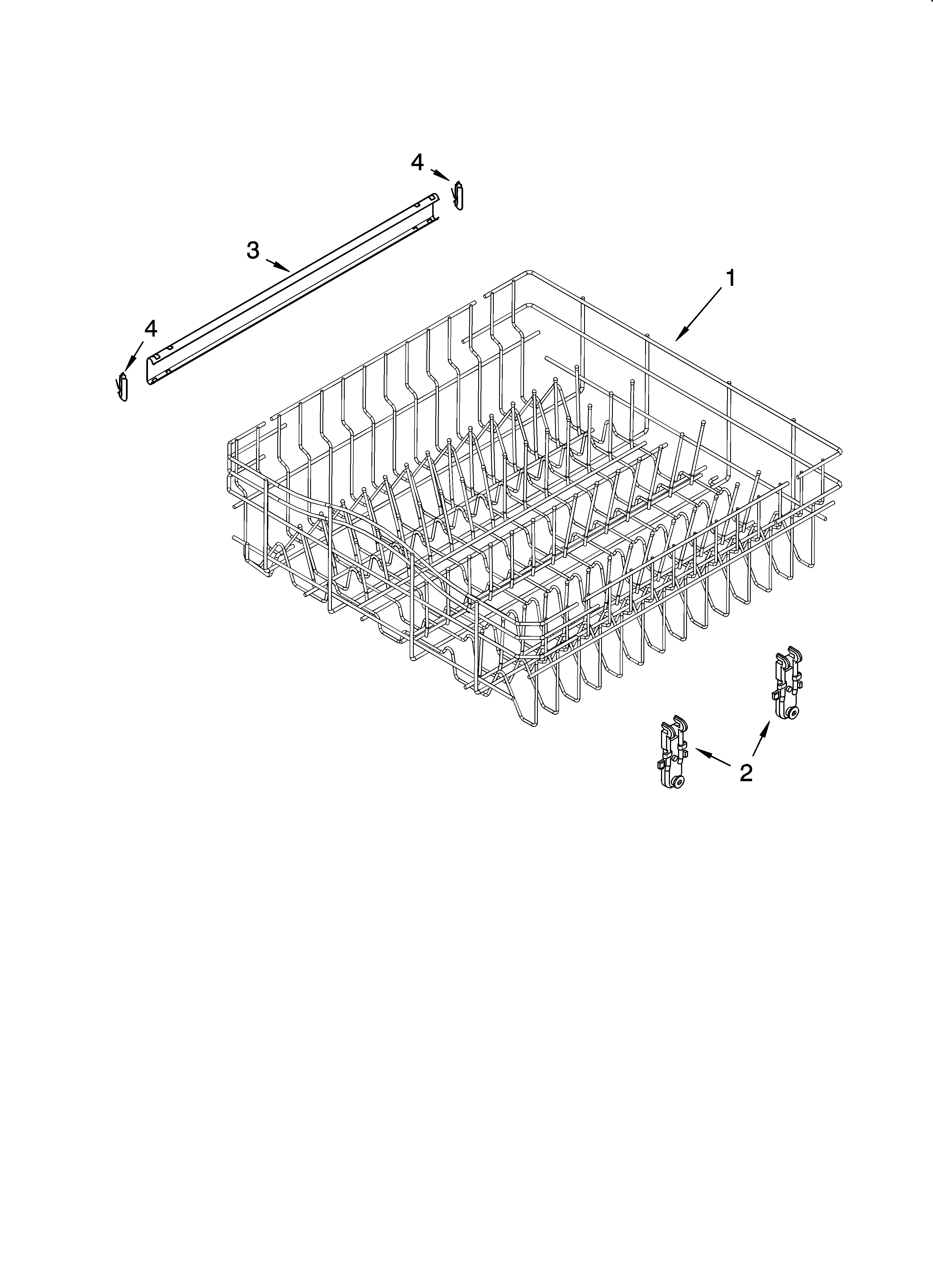 Upper rack and track parts