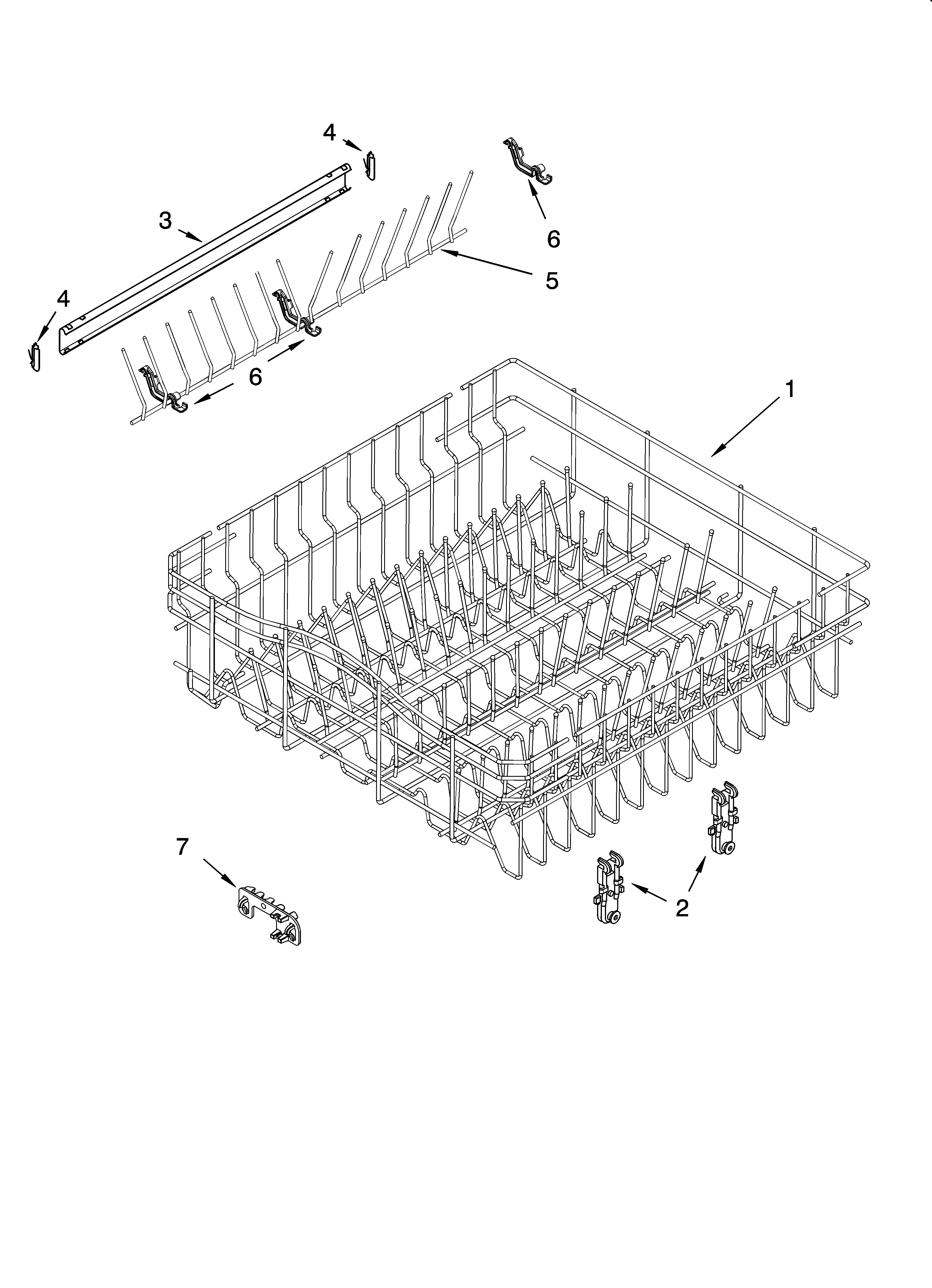 Upper rack and track parts
