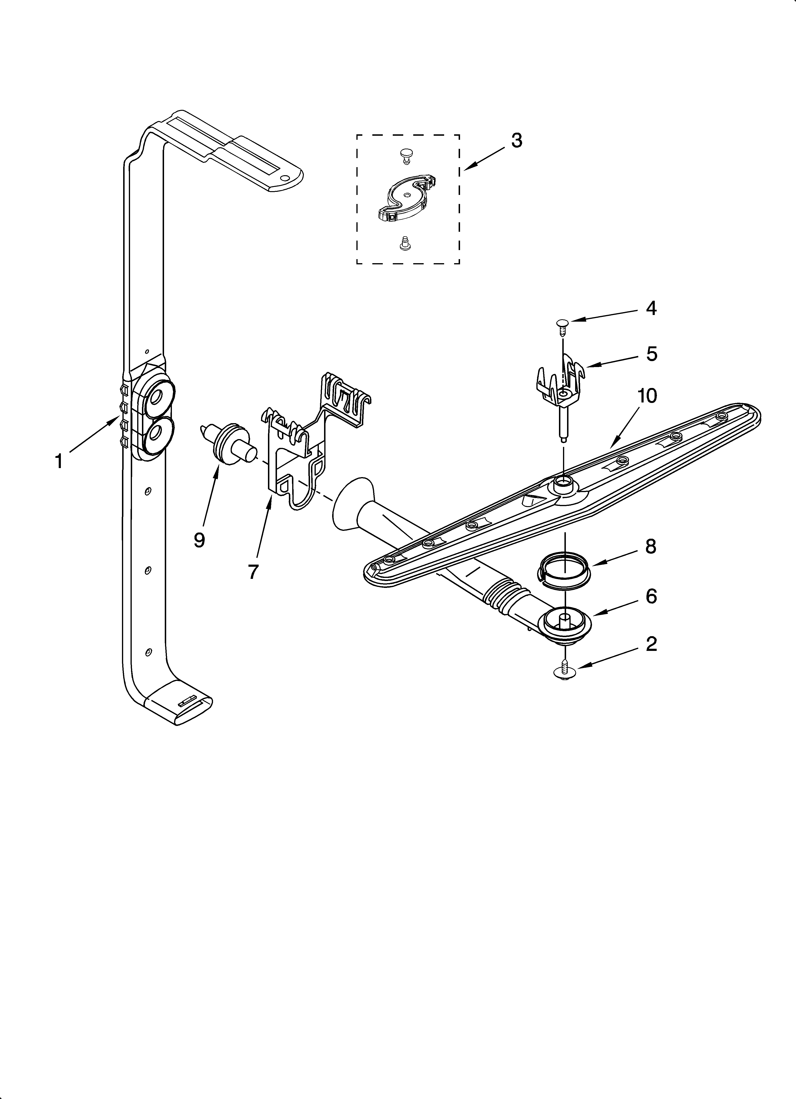 Upper wash and rinse parts