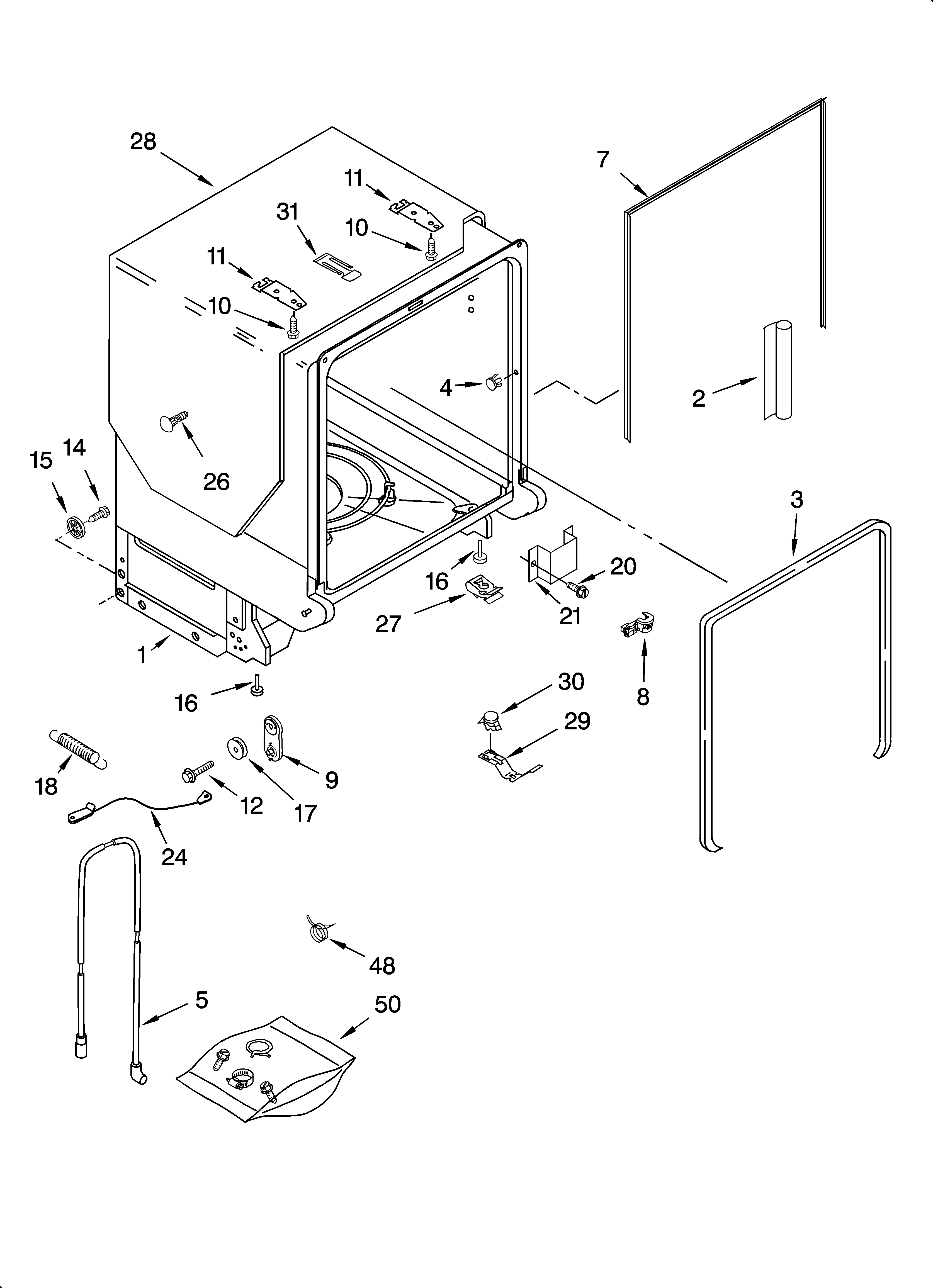 TUB AND FRAME PARTS