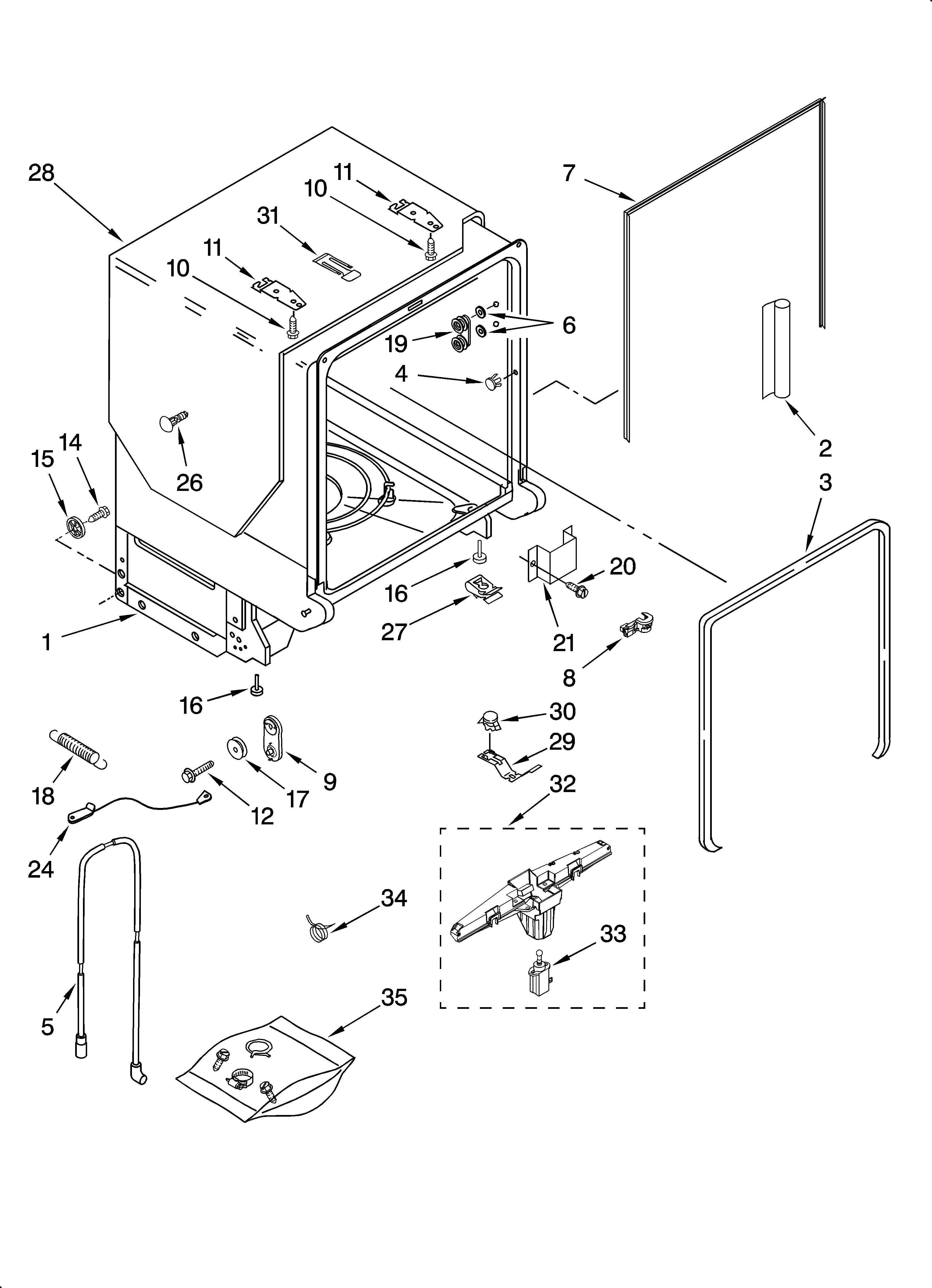 Tub and frame parts