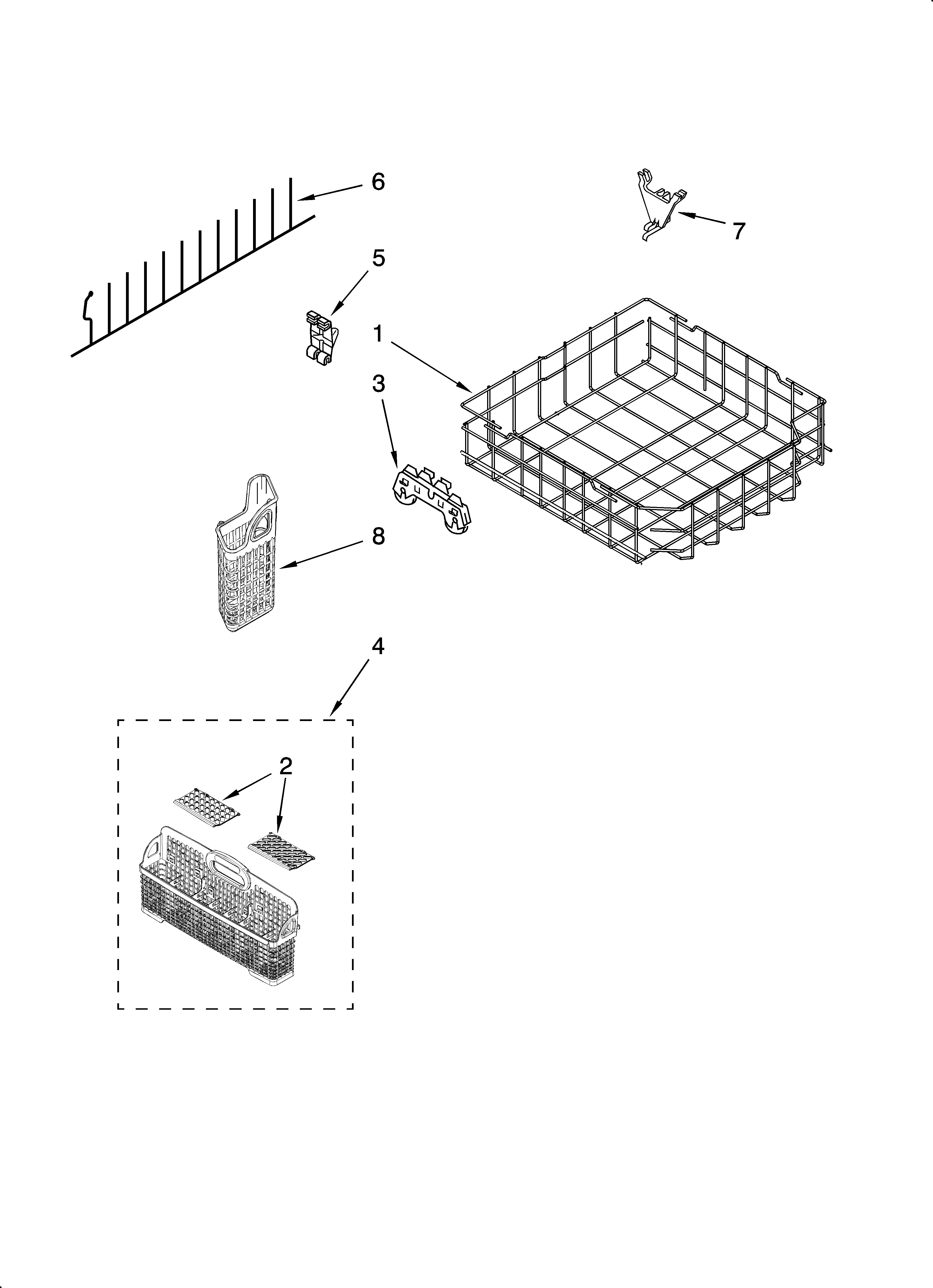 LOWER RACK PARTS, OPTIONAL PARTS (NOT INCLUDED)