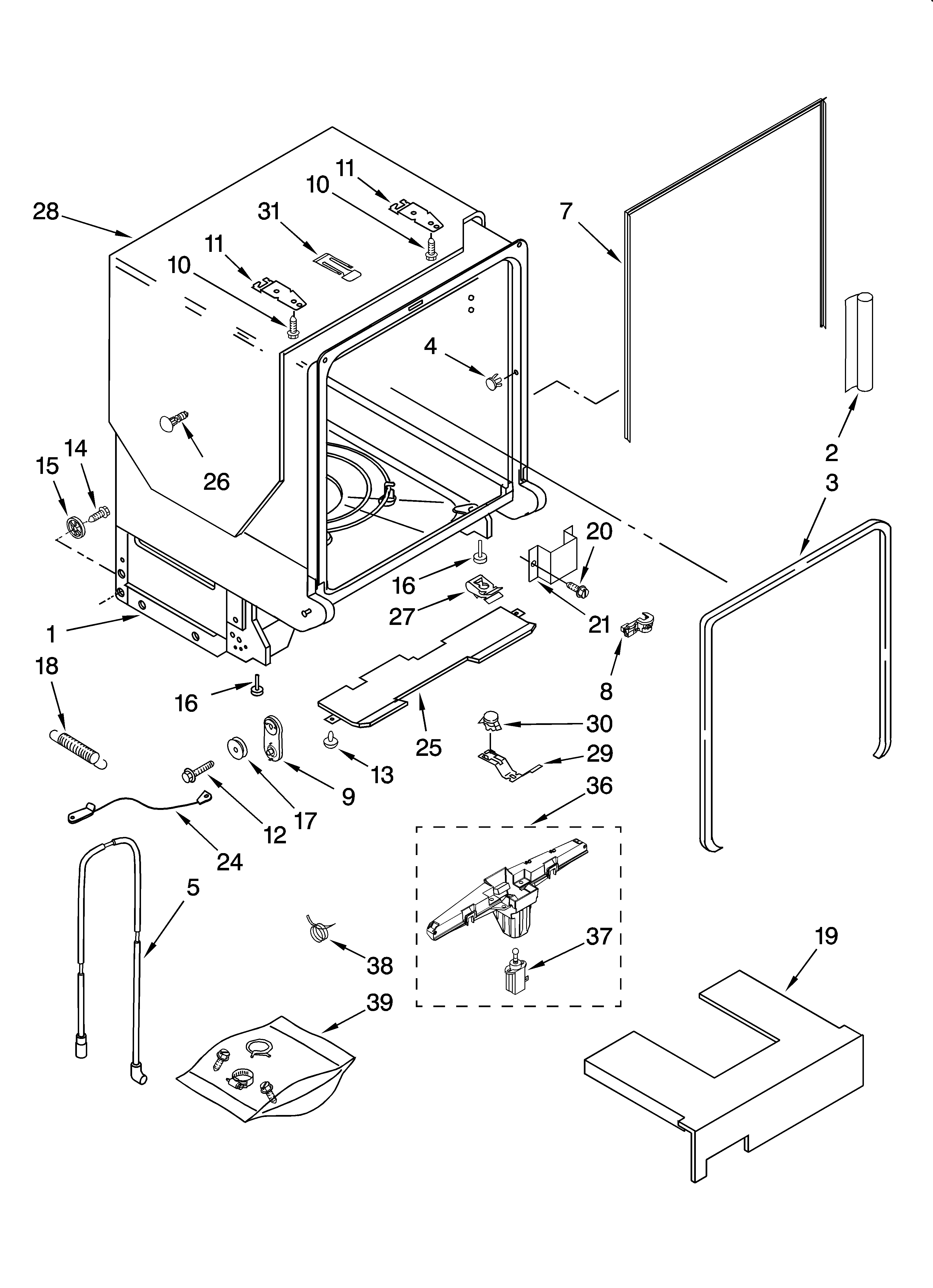 TUB AND FRAME PARTS