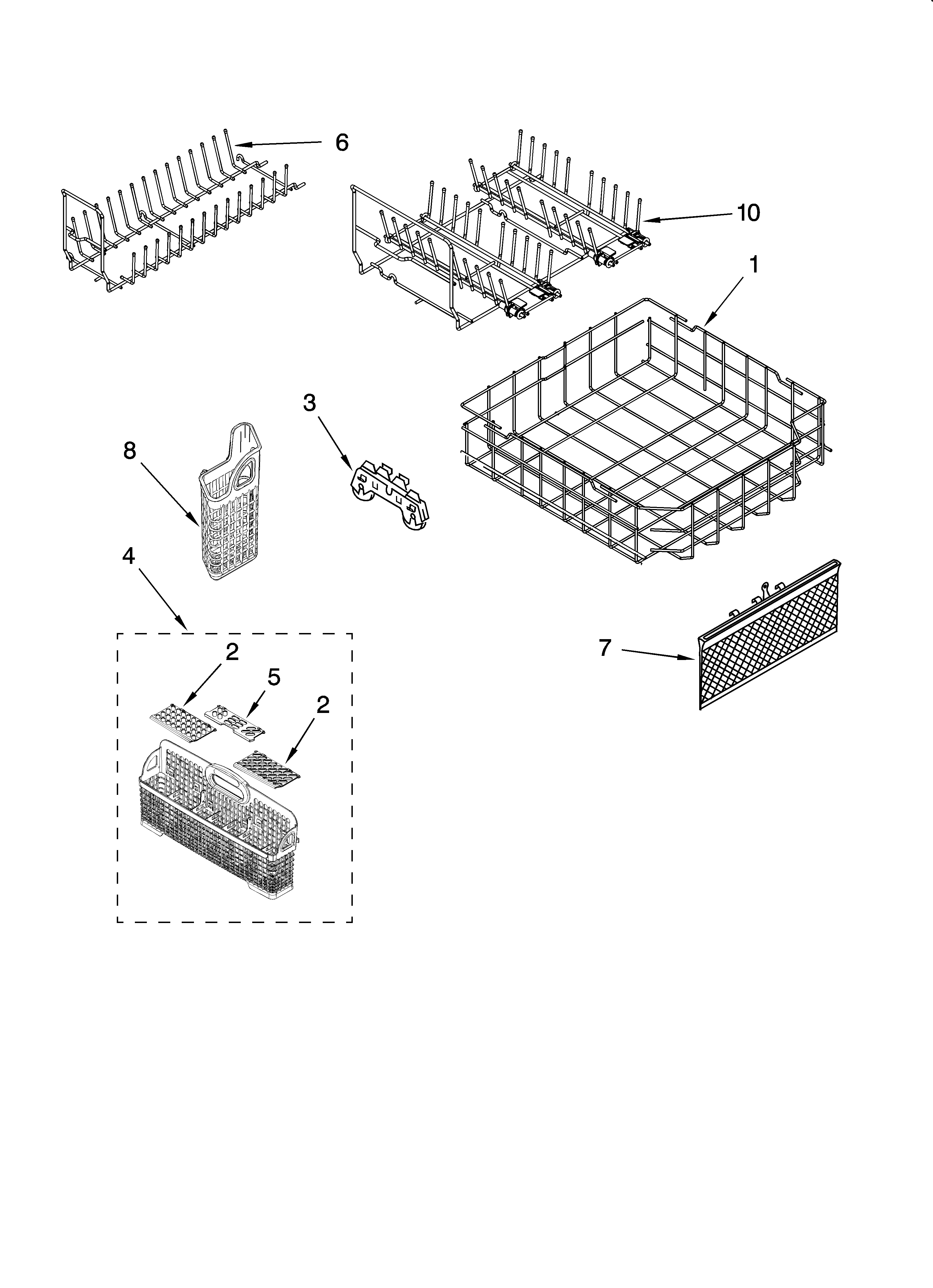 Lower rack parts, optional parts (not included)