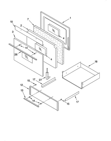 Oven door and drawer parts