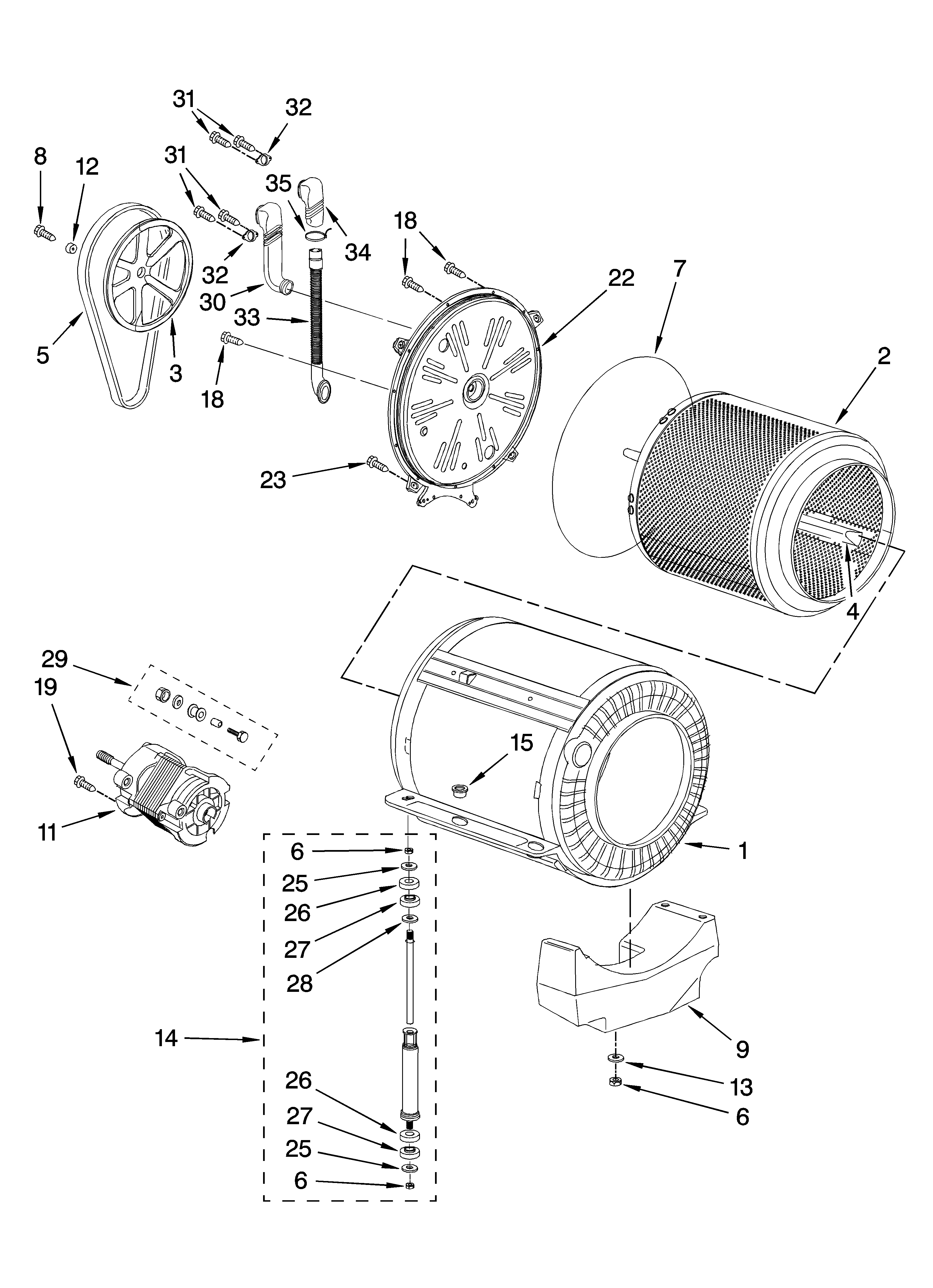 Basket and tub parts