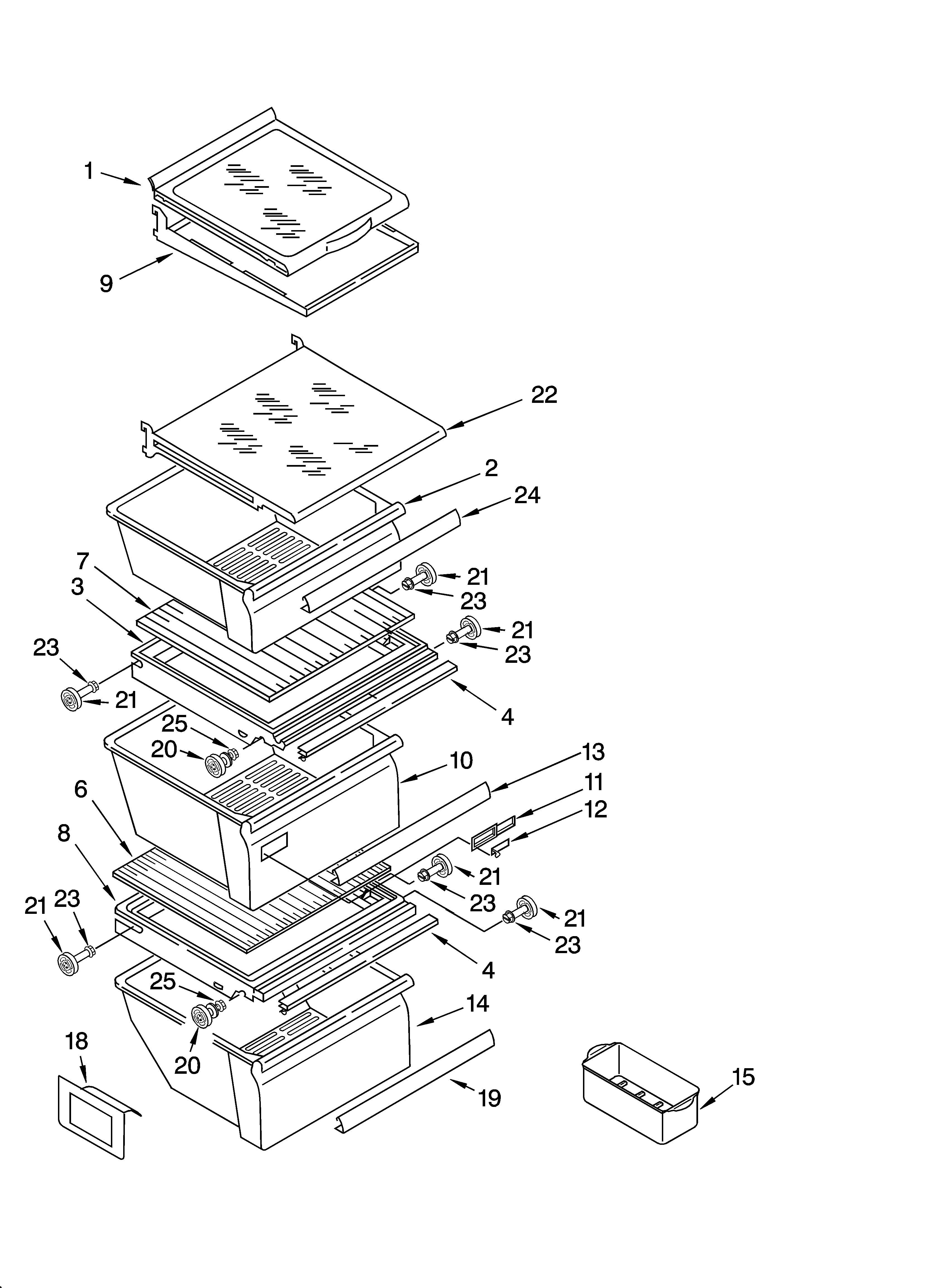 Refrigerator shelf parts