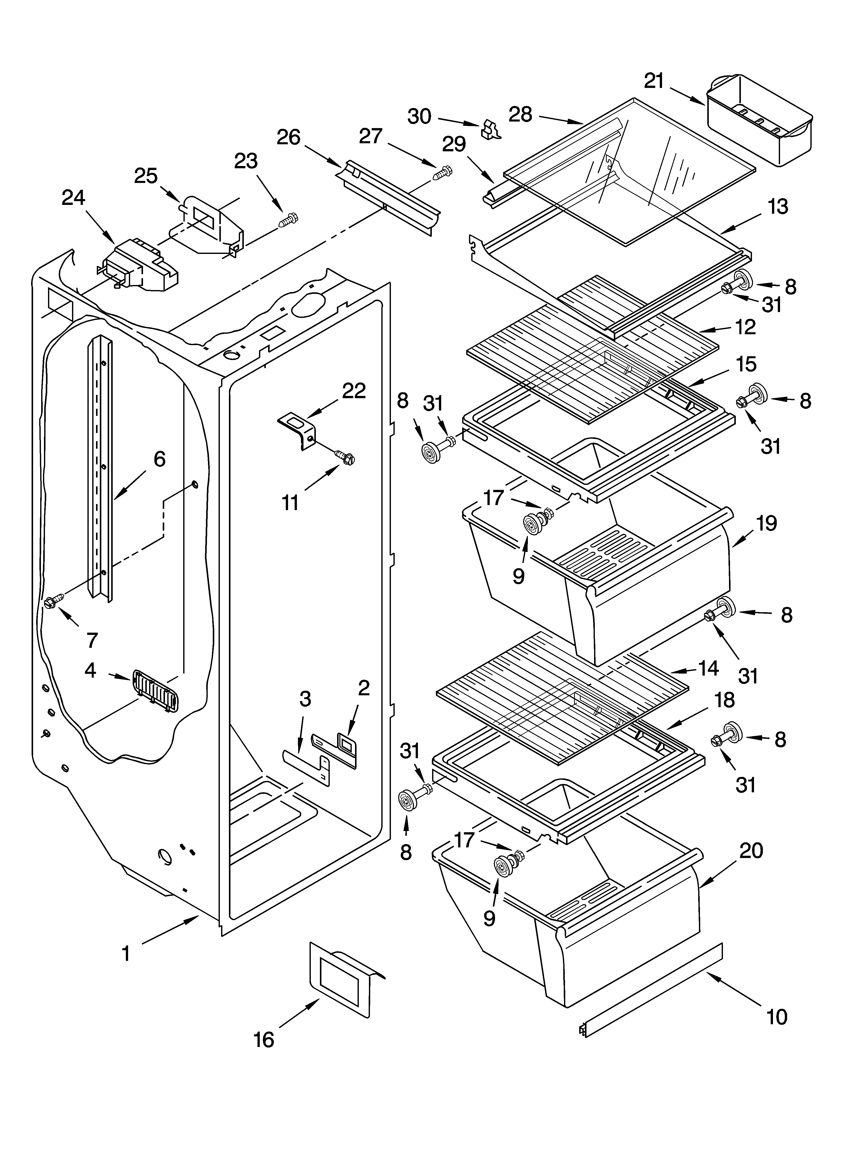 Refrigerator liner parts