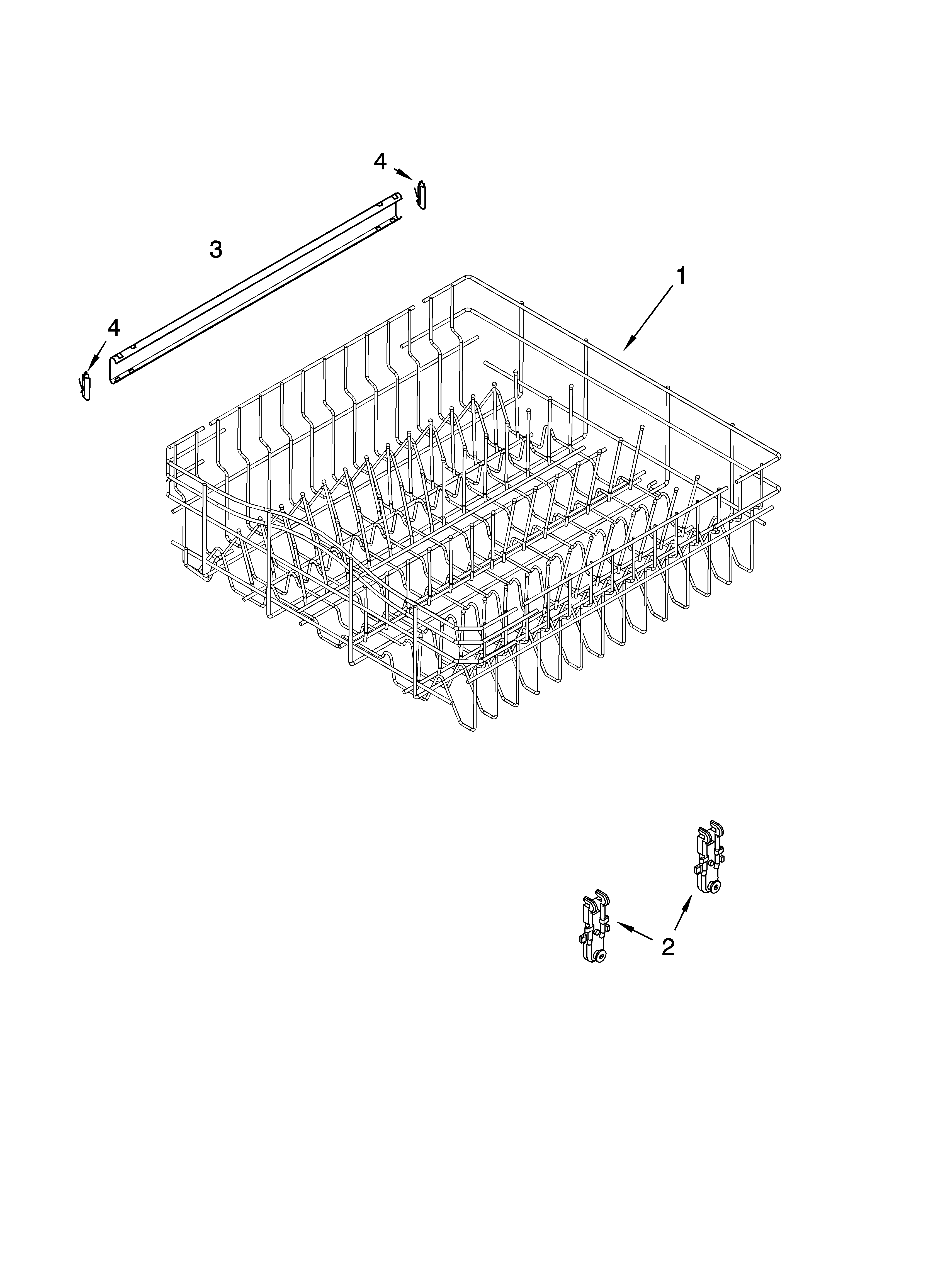 Upper rack and track parts