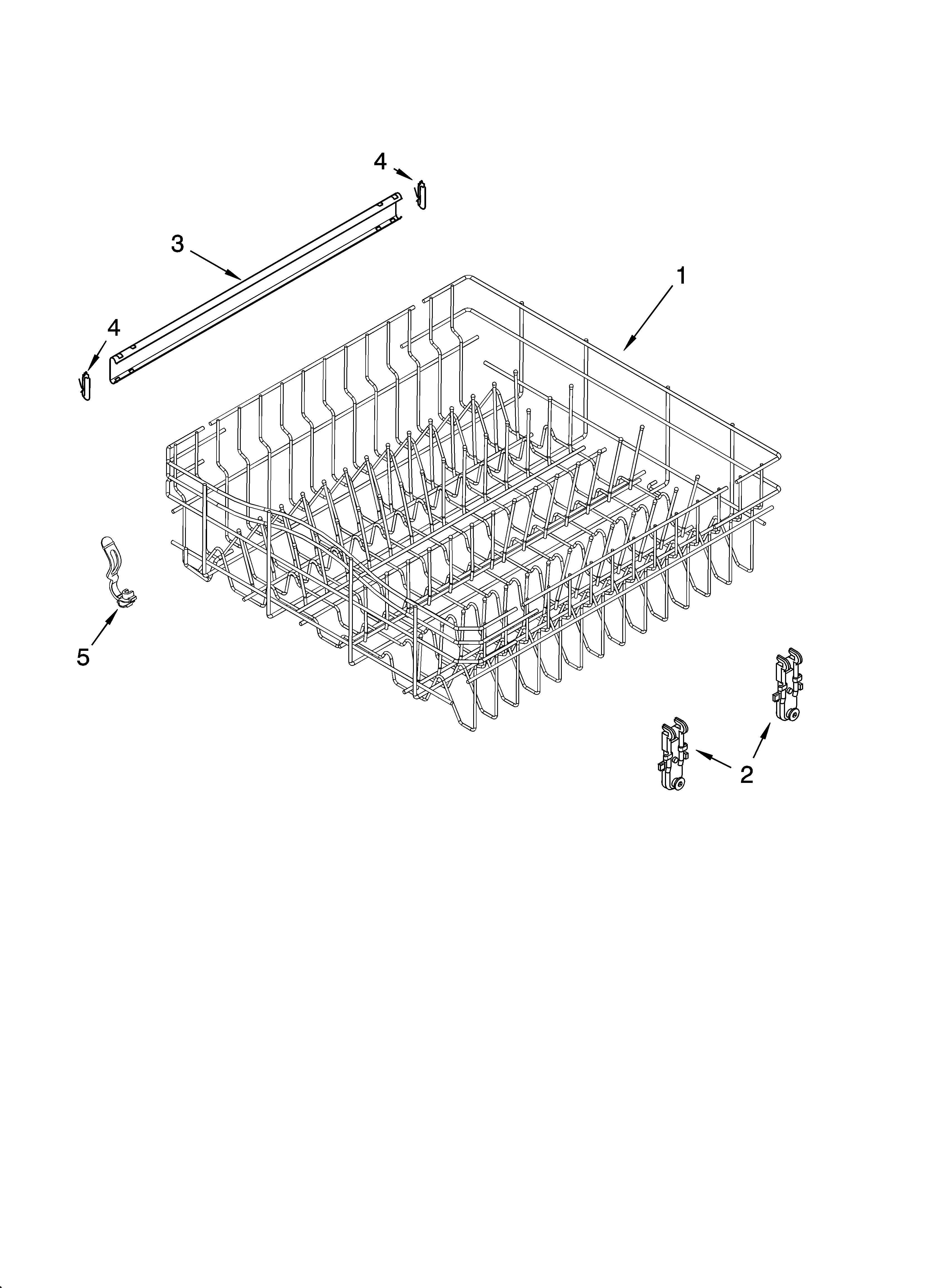 Upper rack and track parts