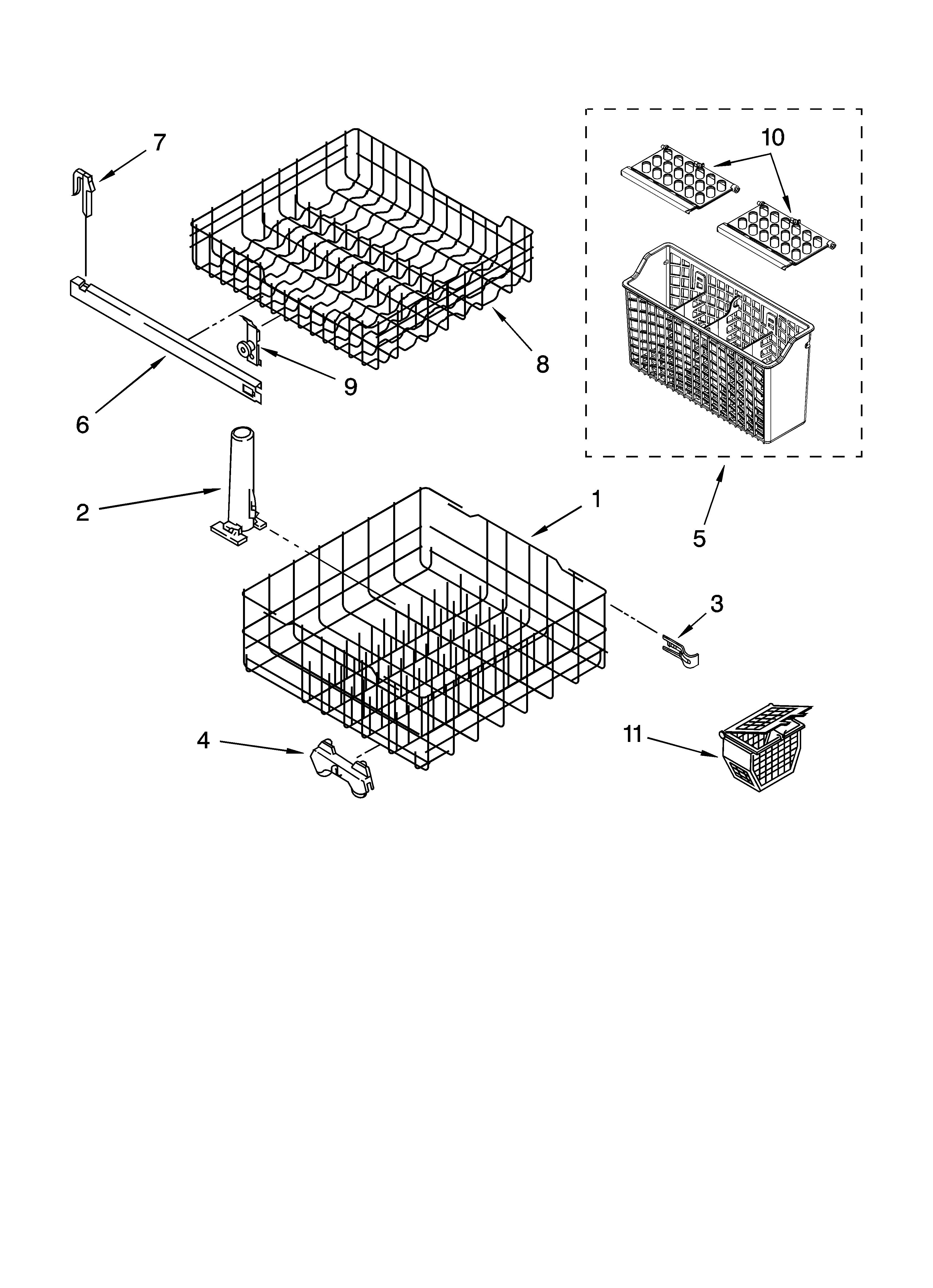 Dishrack parts, optional parts (not included)