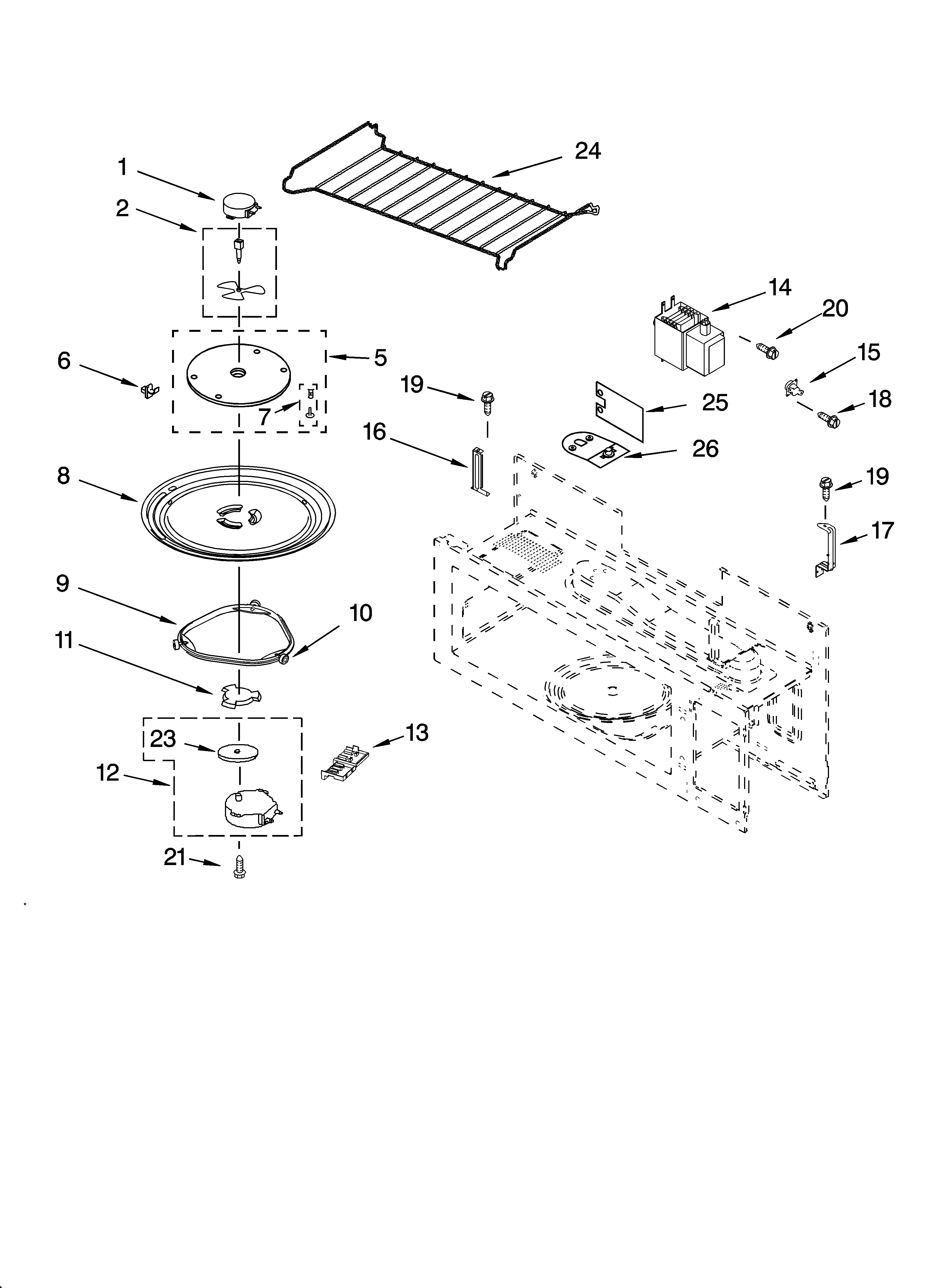 Magnetron and turntable parts
