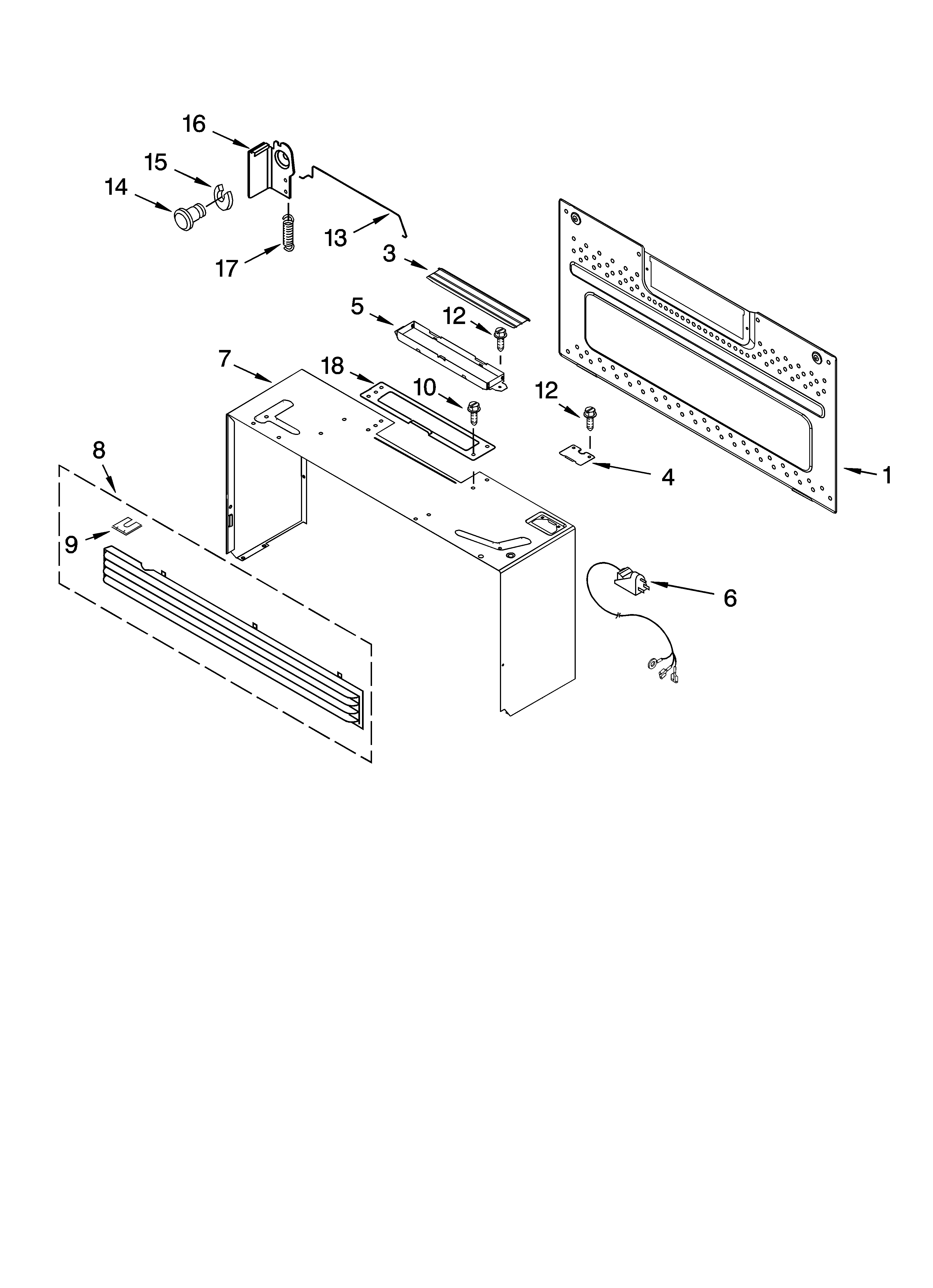 Cabinet and installation parts