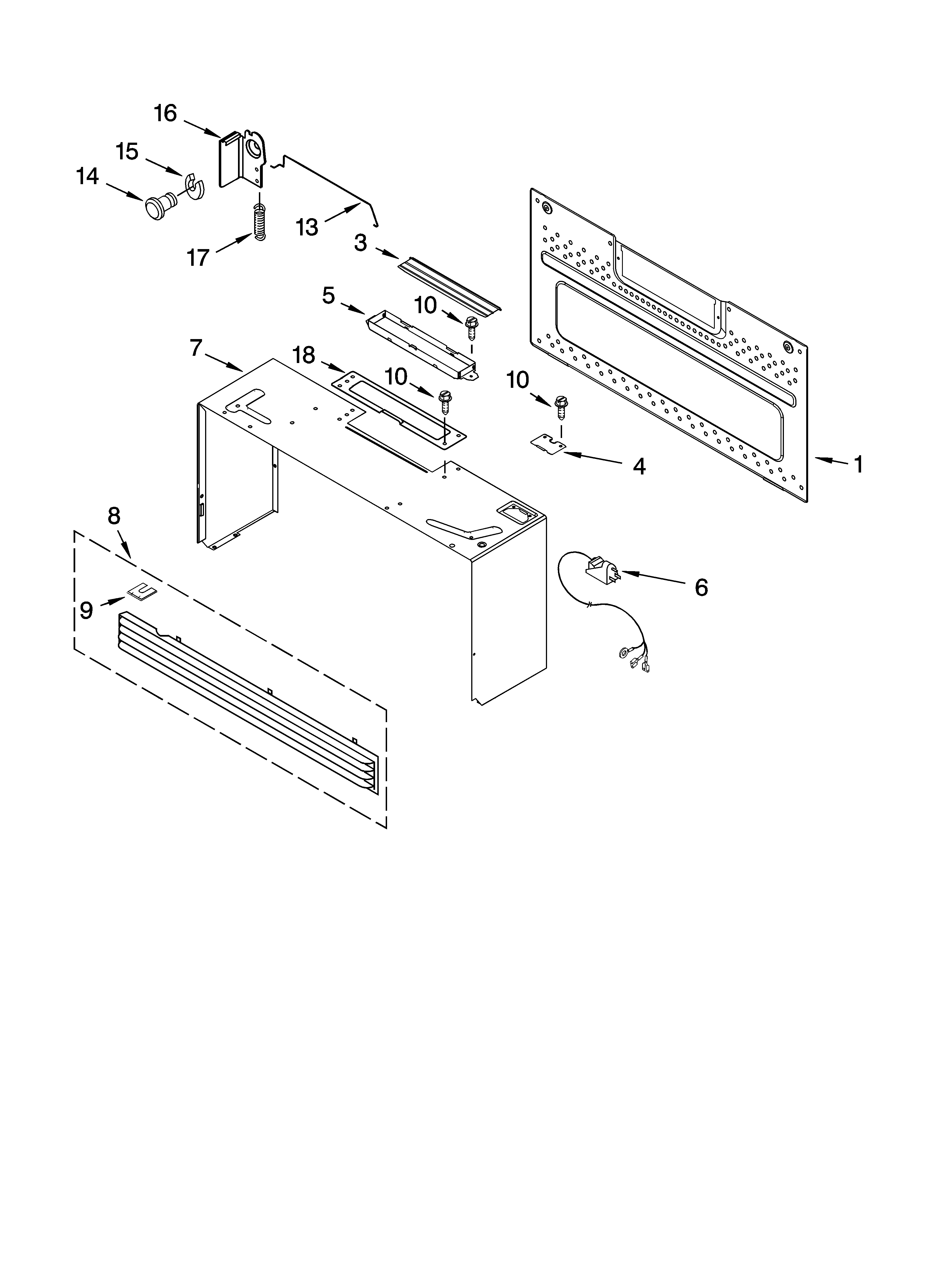 Cabinet and installation parts