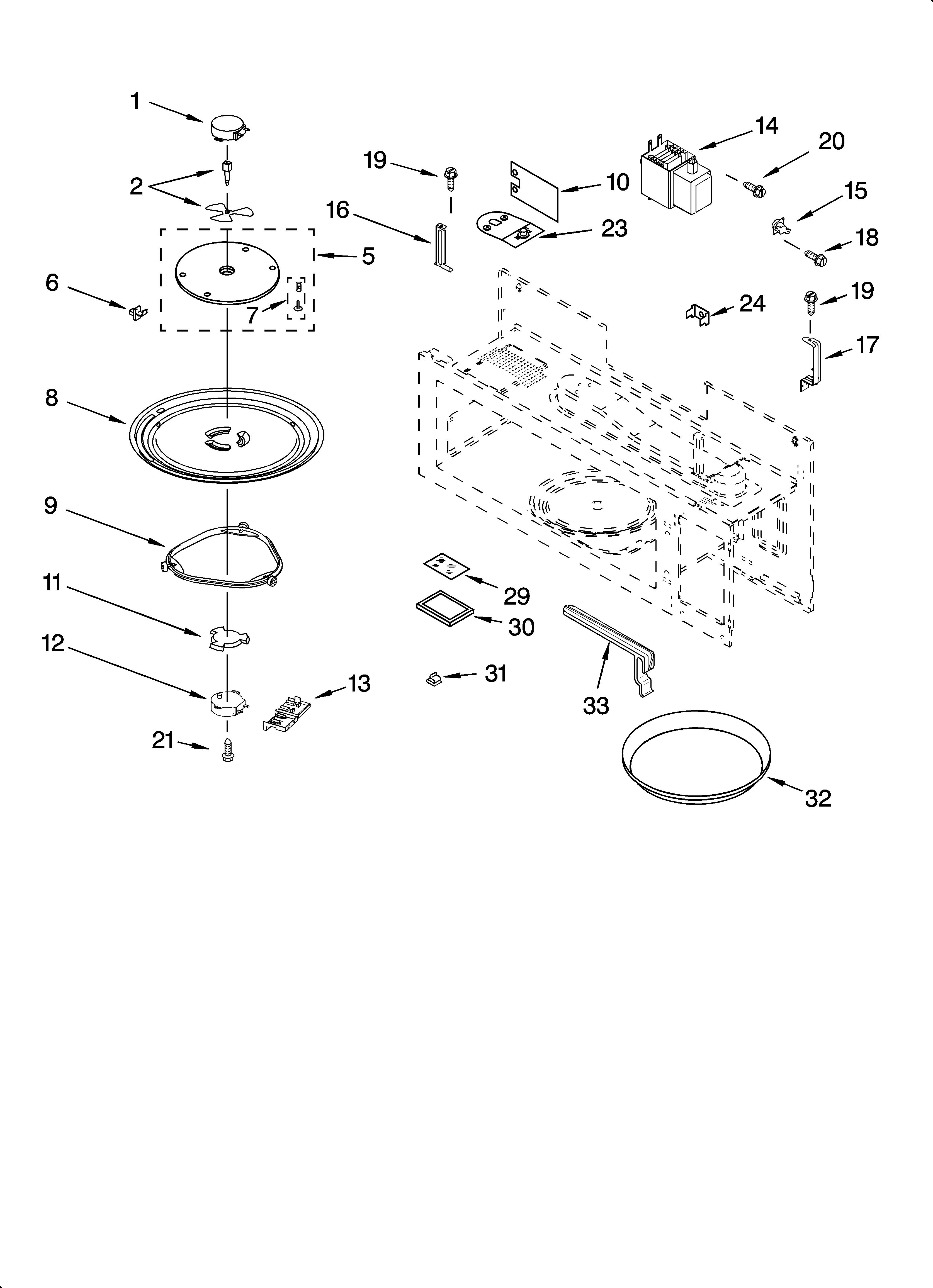 Magnetron and turntable parts