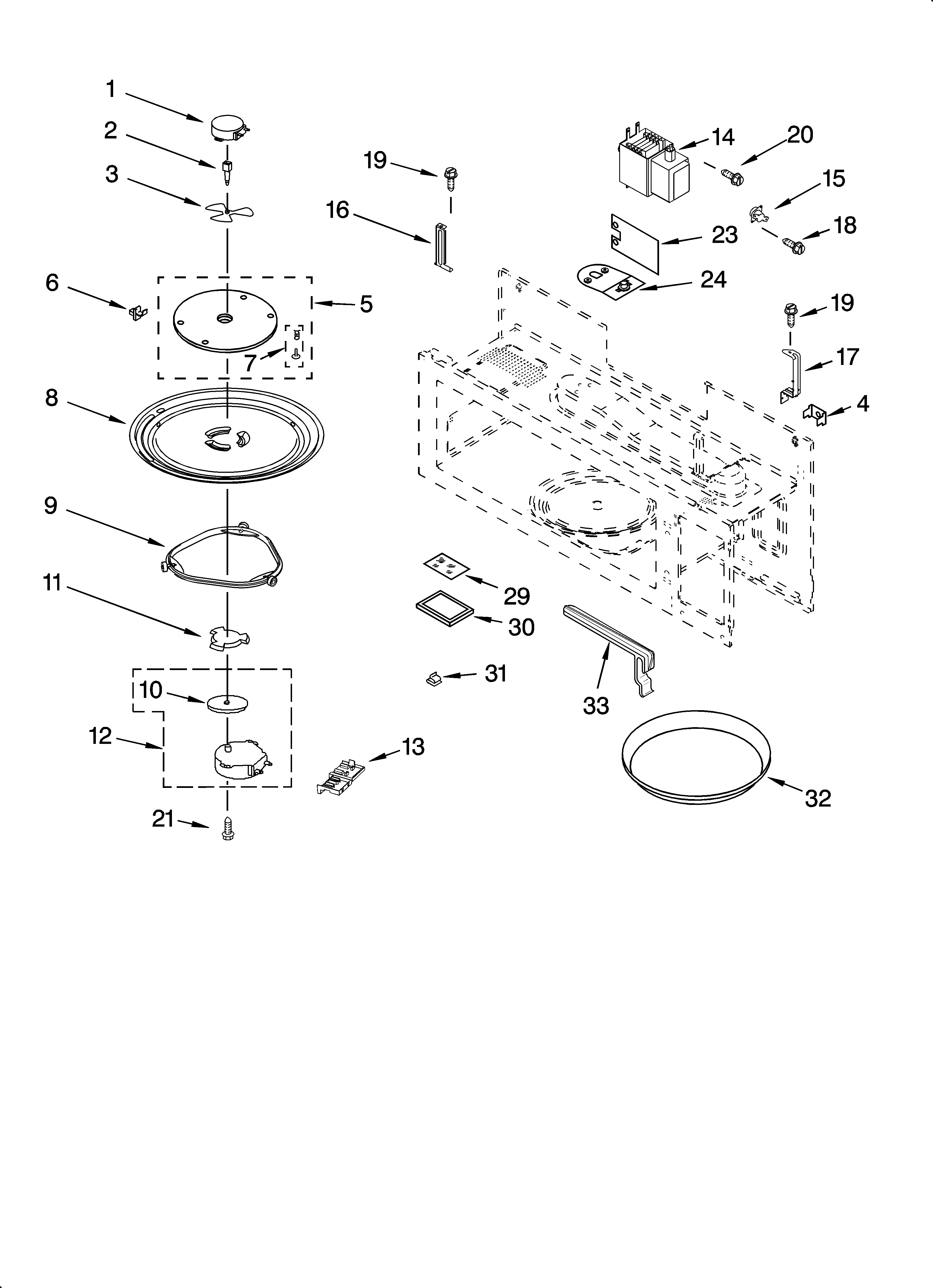 Magnetron and turntable parts